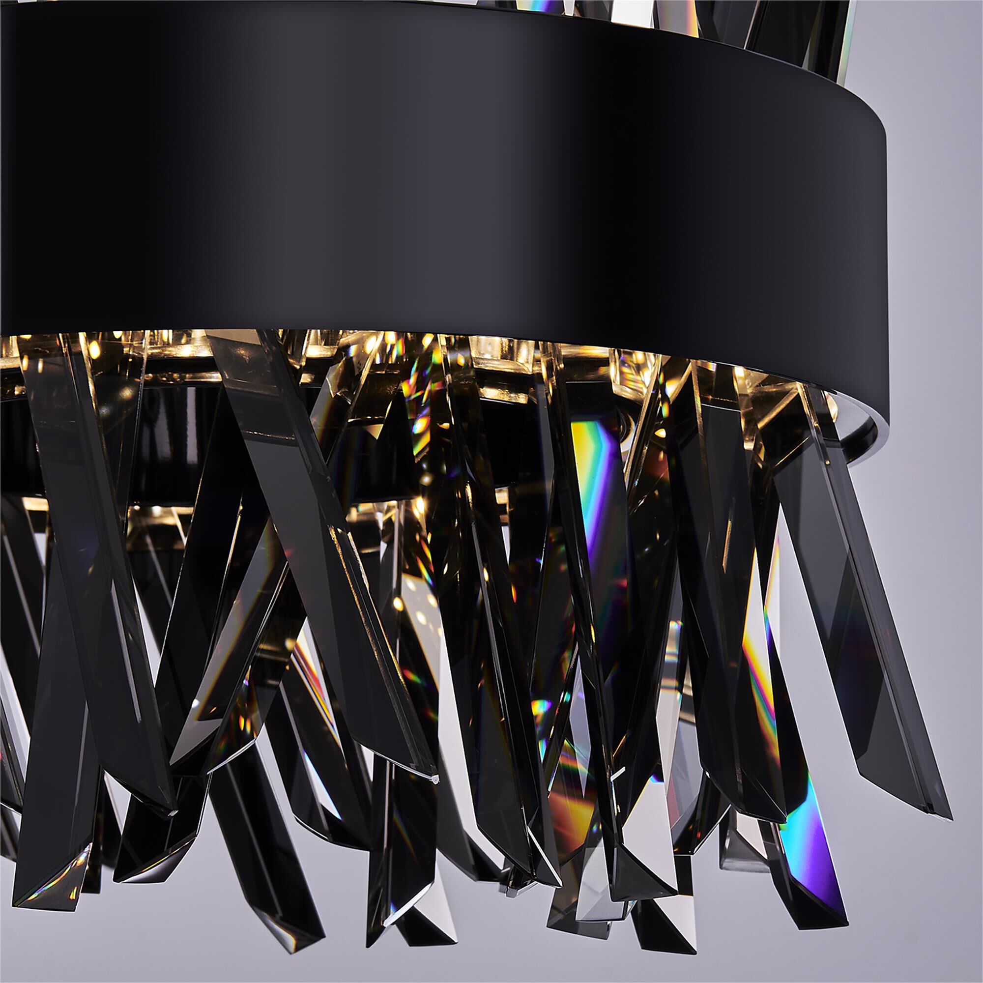 Shown in Black Nickel finish and Smoked Firenze crystal