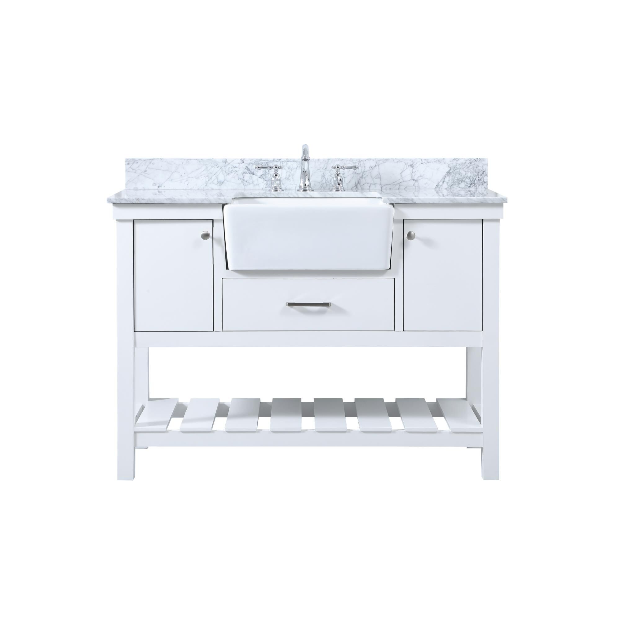 Shown in White finish and With Backsplash accent