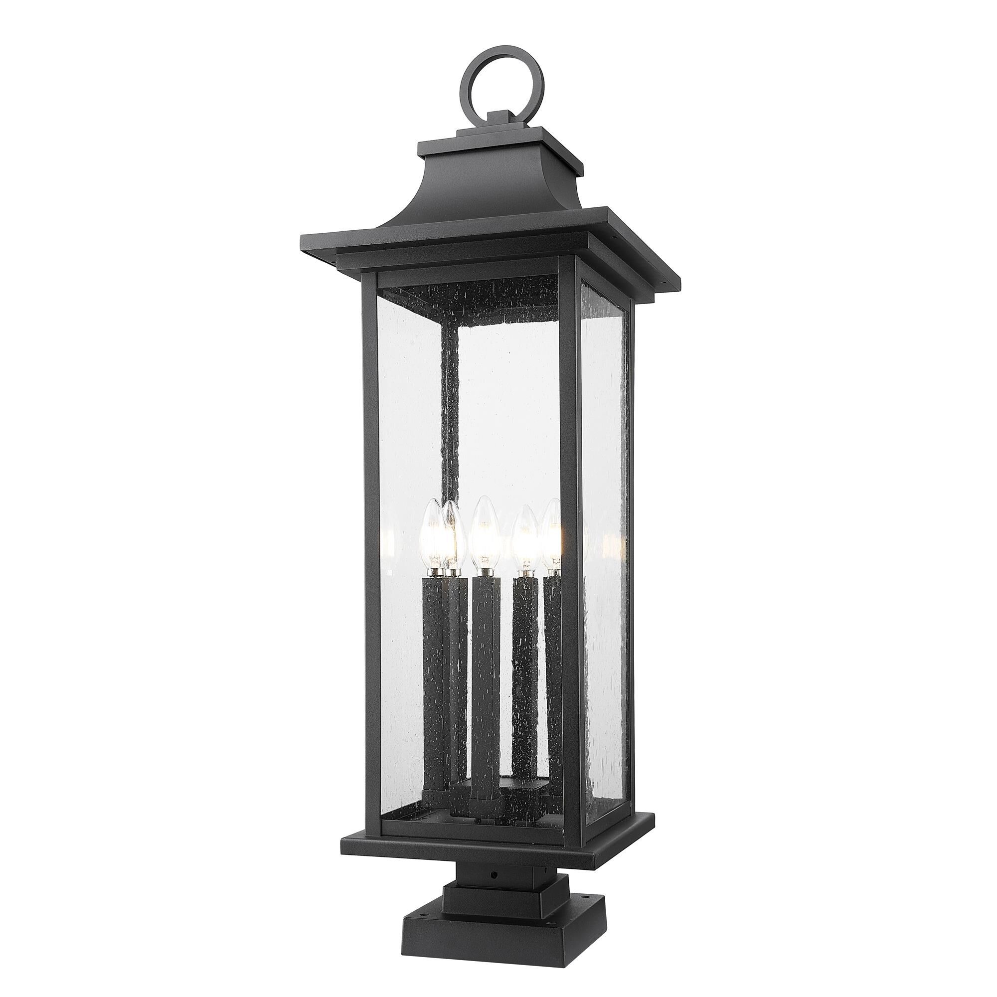 Shown in Black finish and Clear Seedy glass and Clear Seedy shade