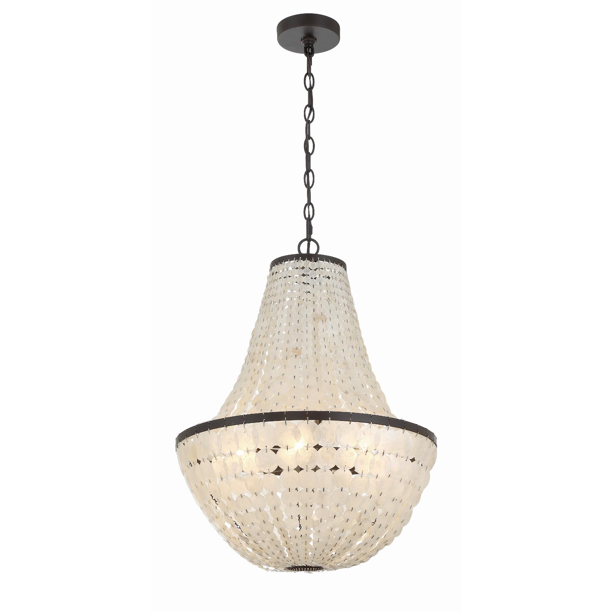 Shown in Dark Bronze finish and Capiz Shell crystal
