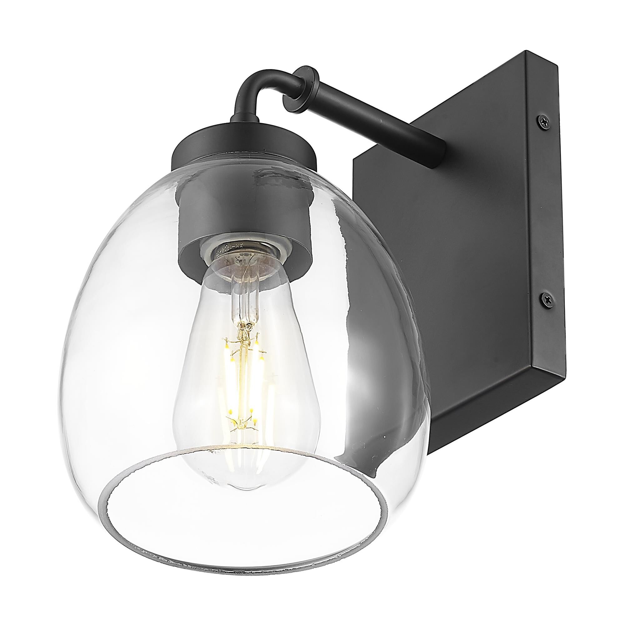 Shown in Matte Black finish and Clear Glass Globe shade