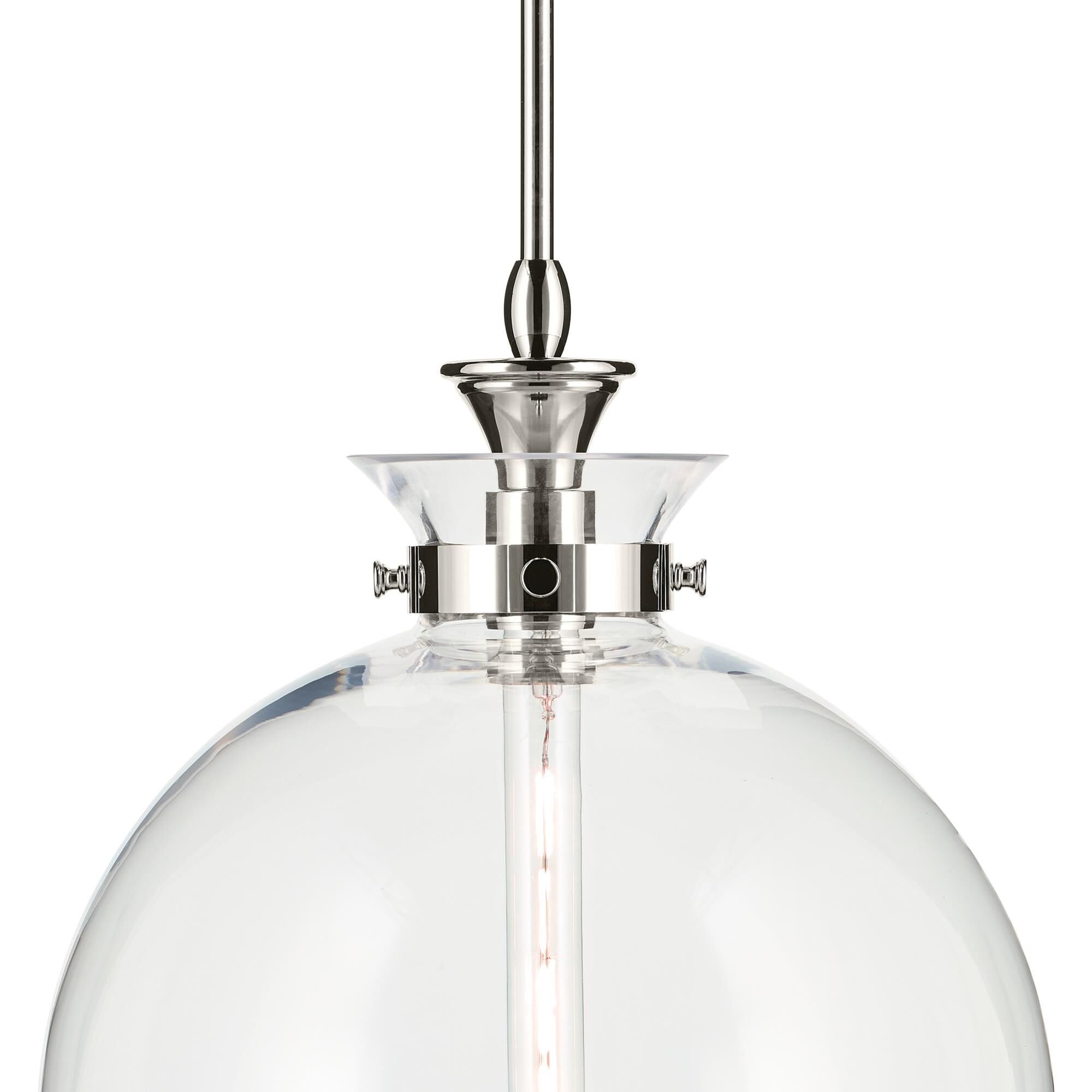 Shown in Polished Nickel finish and Clear glass