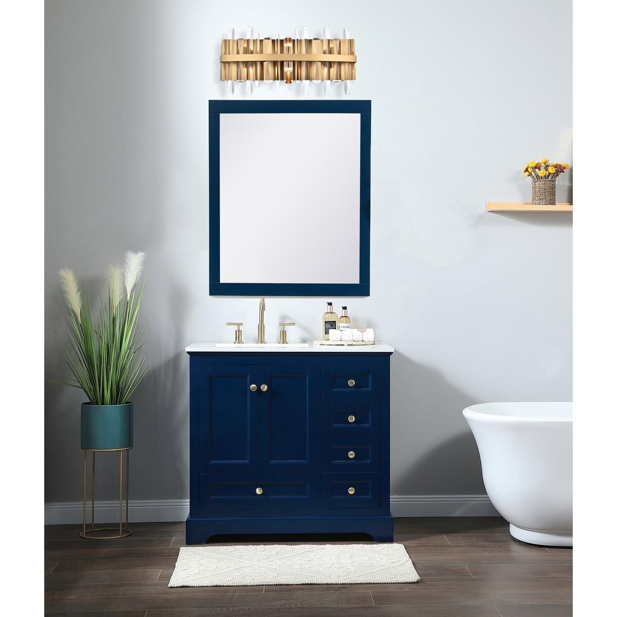 Shown in Satin Gold finish and Royal Cut crystal