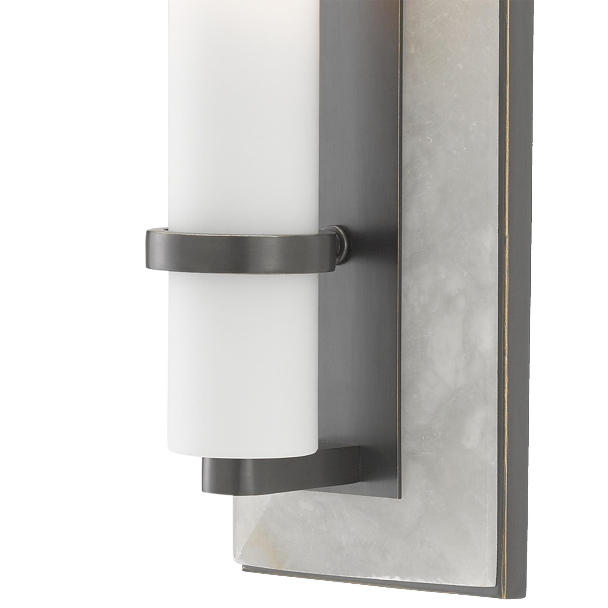 Shown in Natural Alabaster-Oil Rubbed Bronze-Opaque-White finish