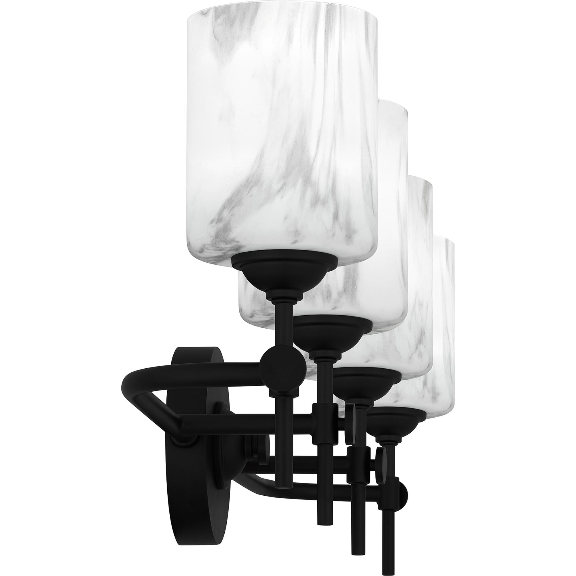Shown in Matte Black finish and Marble Glass shade