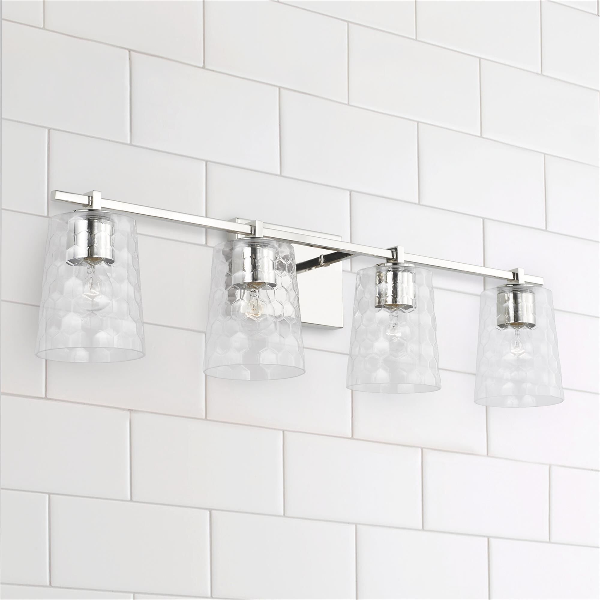 Shown in Polished Nickel finish and Clear Honeycomb glass