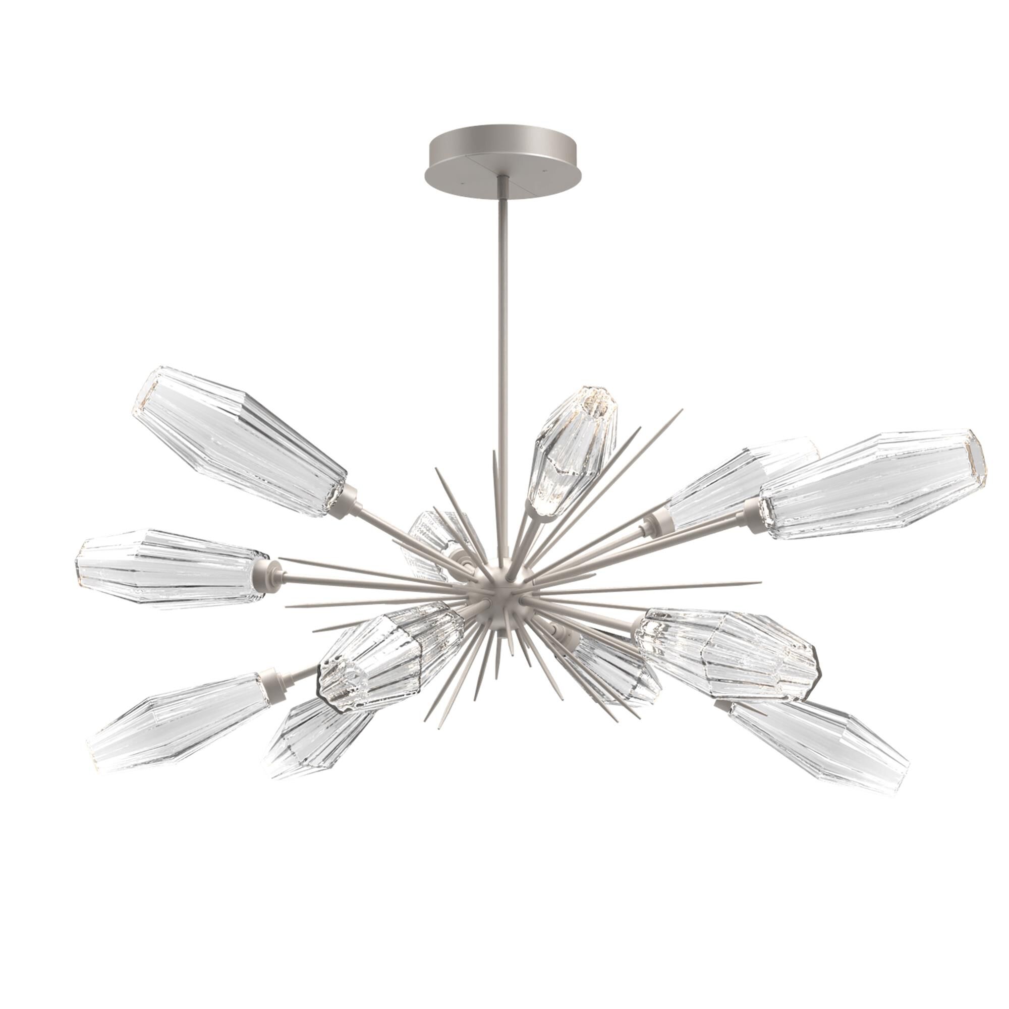 Shown in Metallic Beige Silver finish and Optic Rib Clear glass