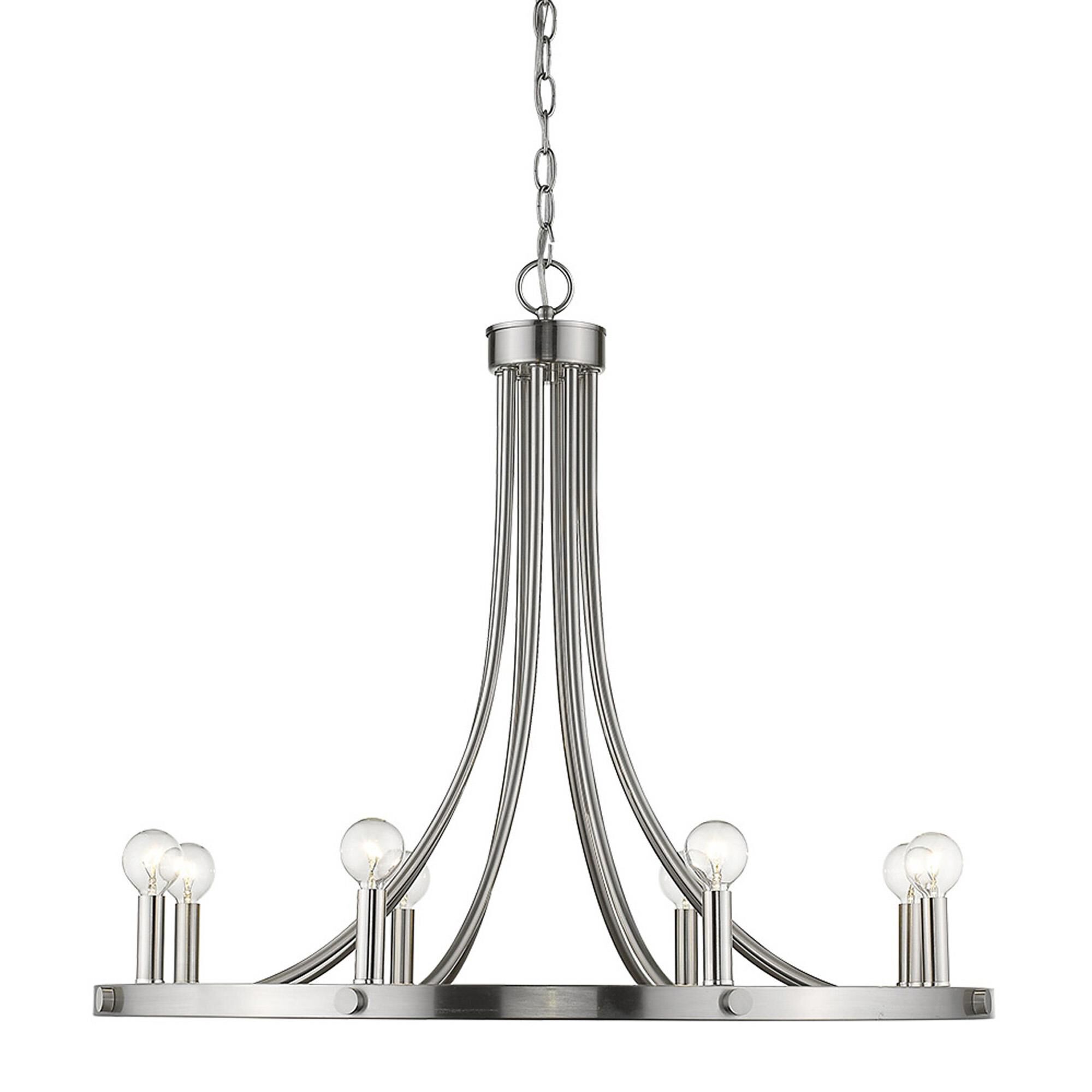 Shown in Satin Nickel finish and -- glass and -- shade