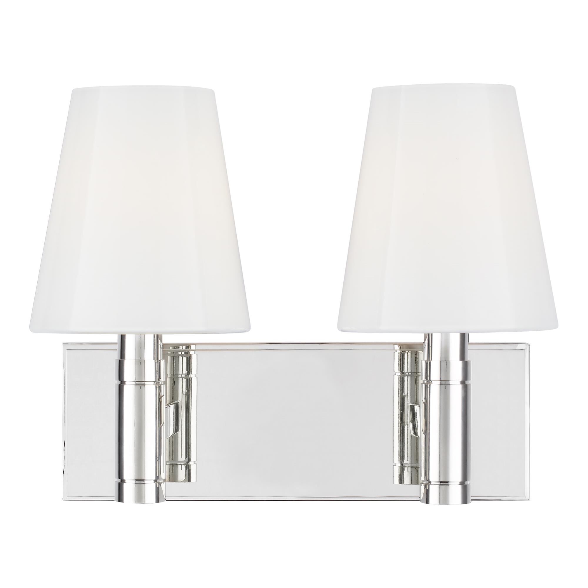 Shown in Polished Nickel finish and Milk White glass
