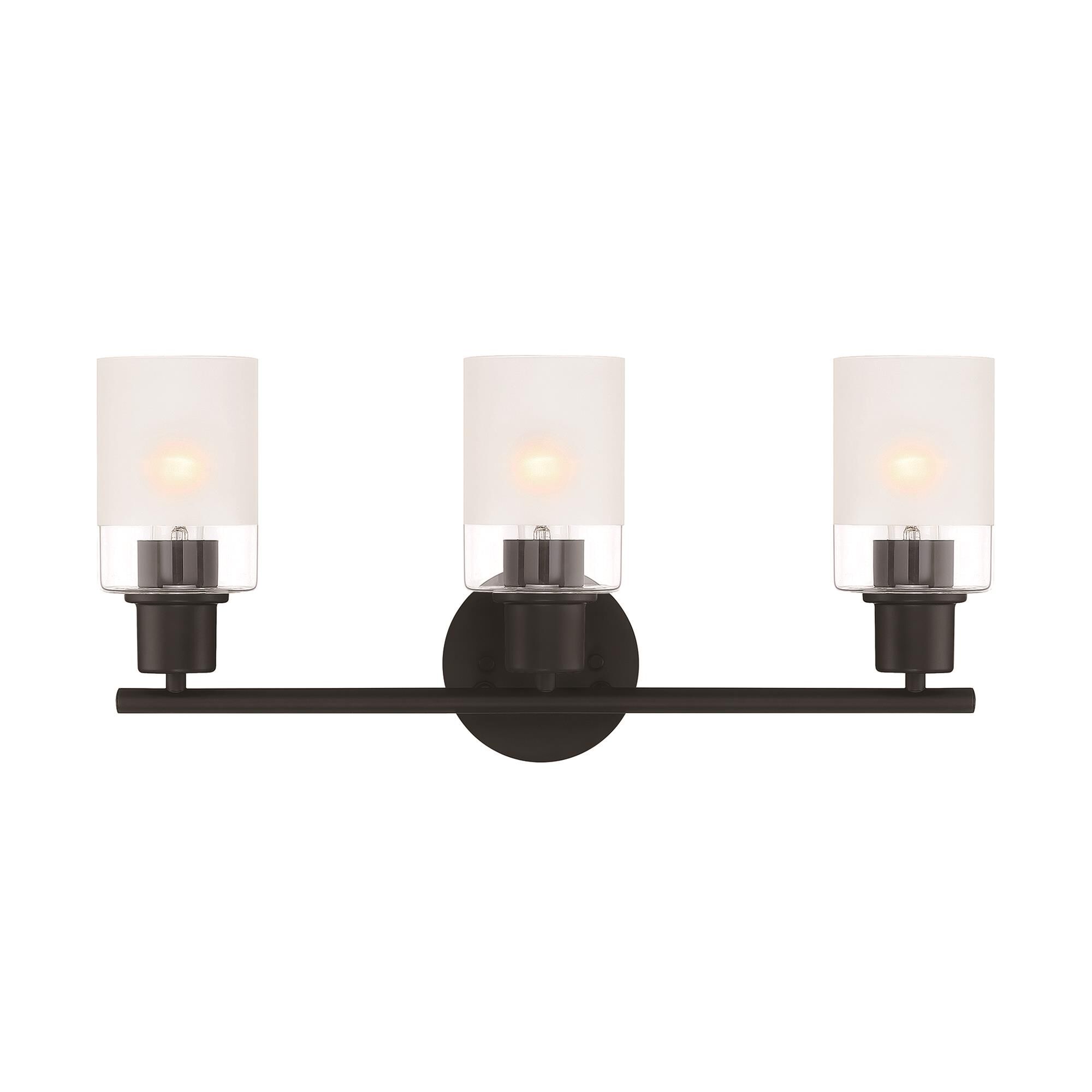 Shown in Matte Black finish and Clear + Etched glass and Clear + Etched Glass shade