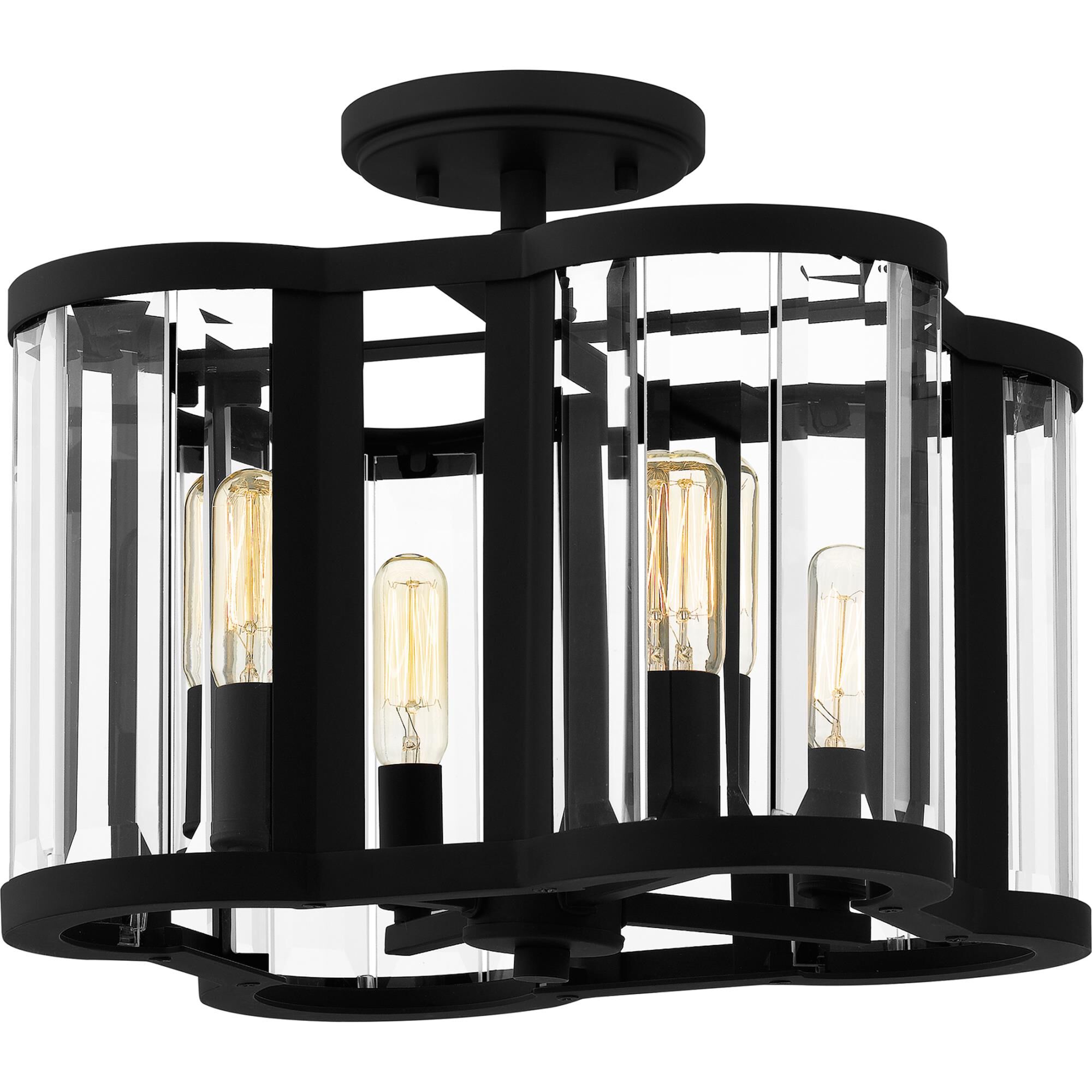 Shown in Matte Black finish and Clear Beveled Glass shade
