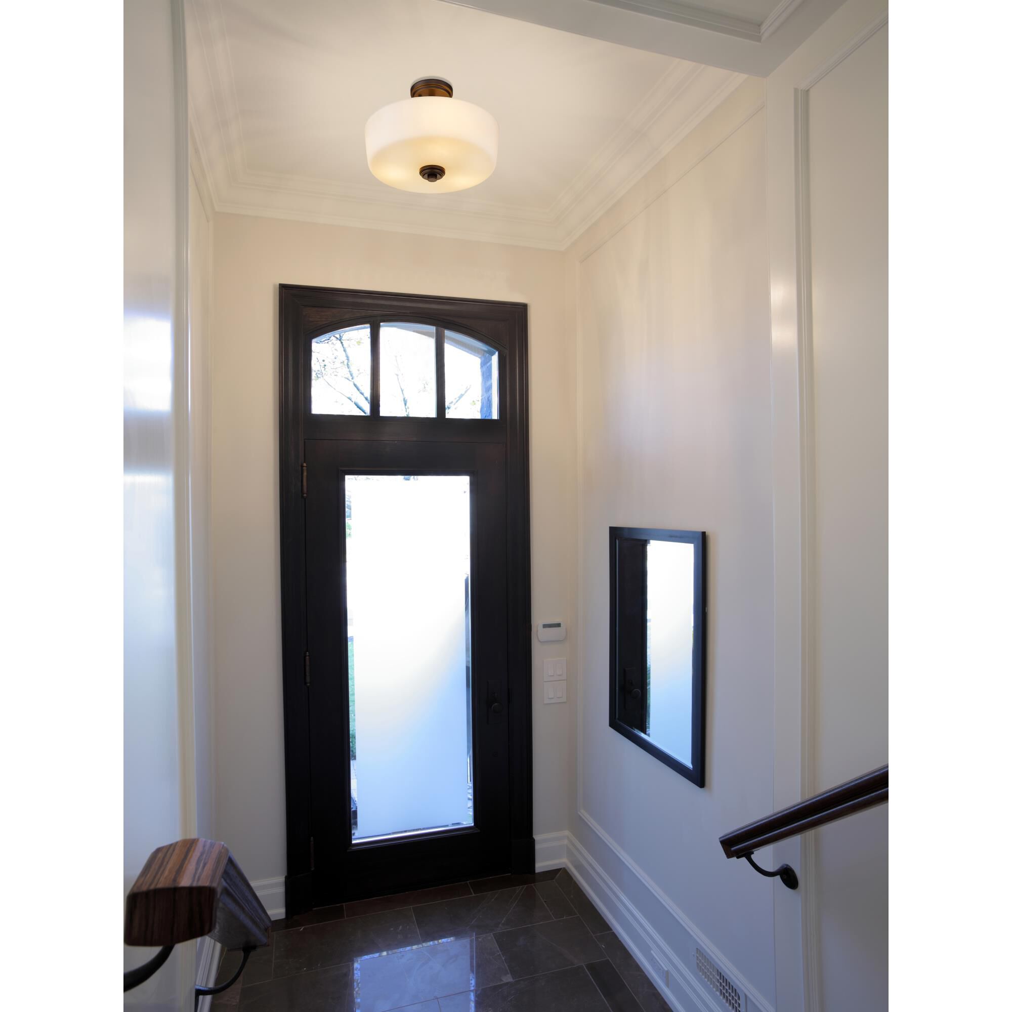 Shown in Matte Black finish and Glass shade