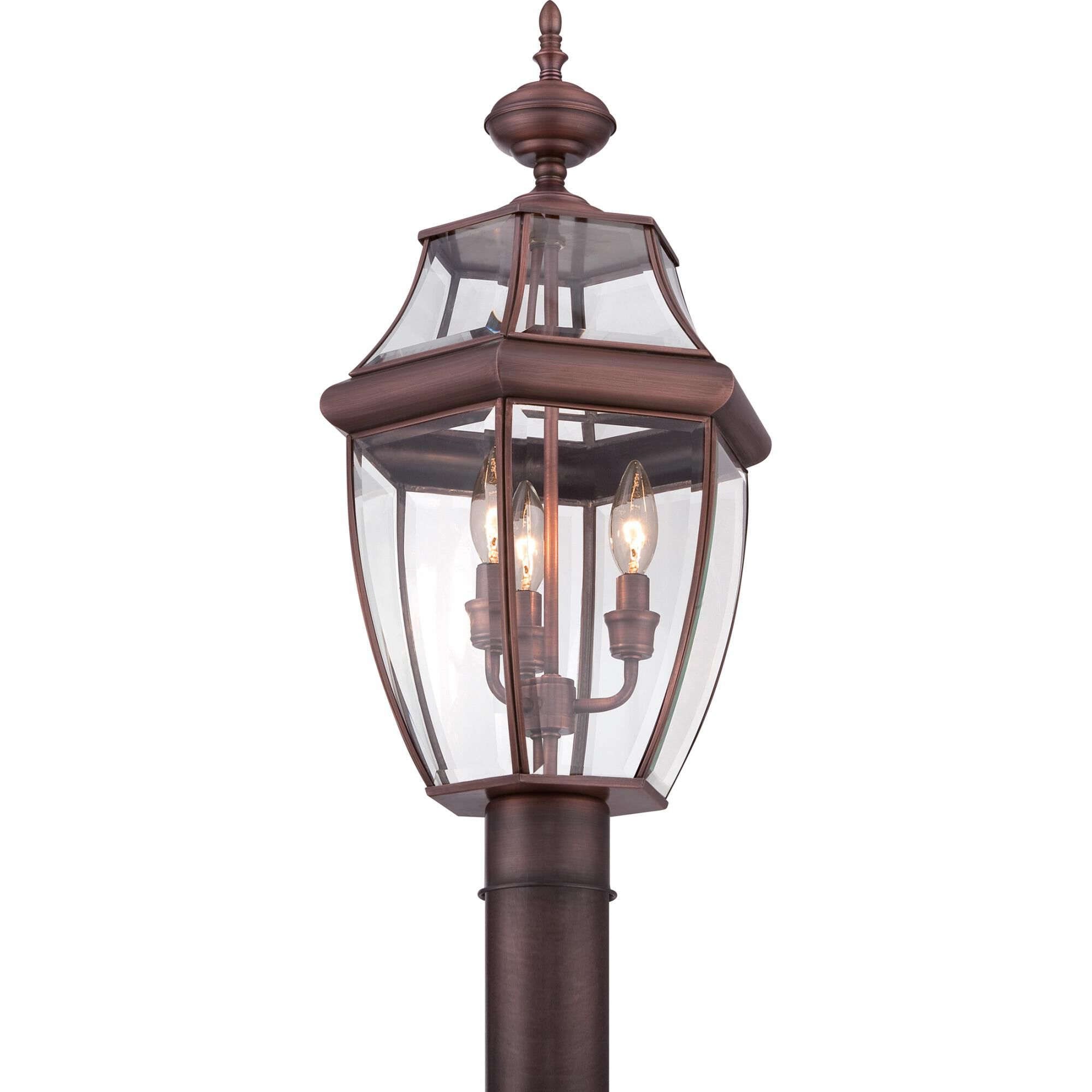 Shown in Aged Copper finish and Clear Beveled glass