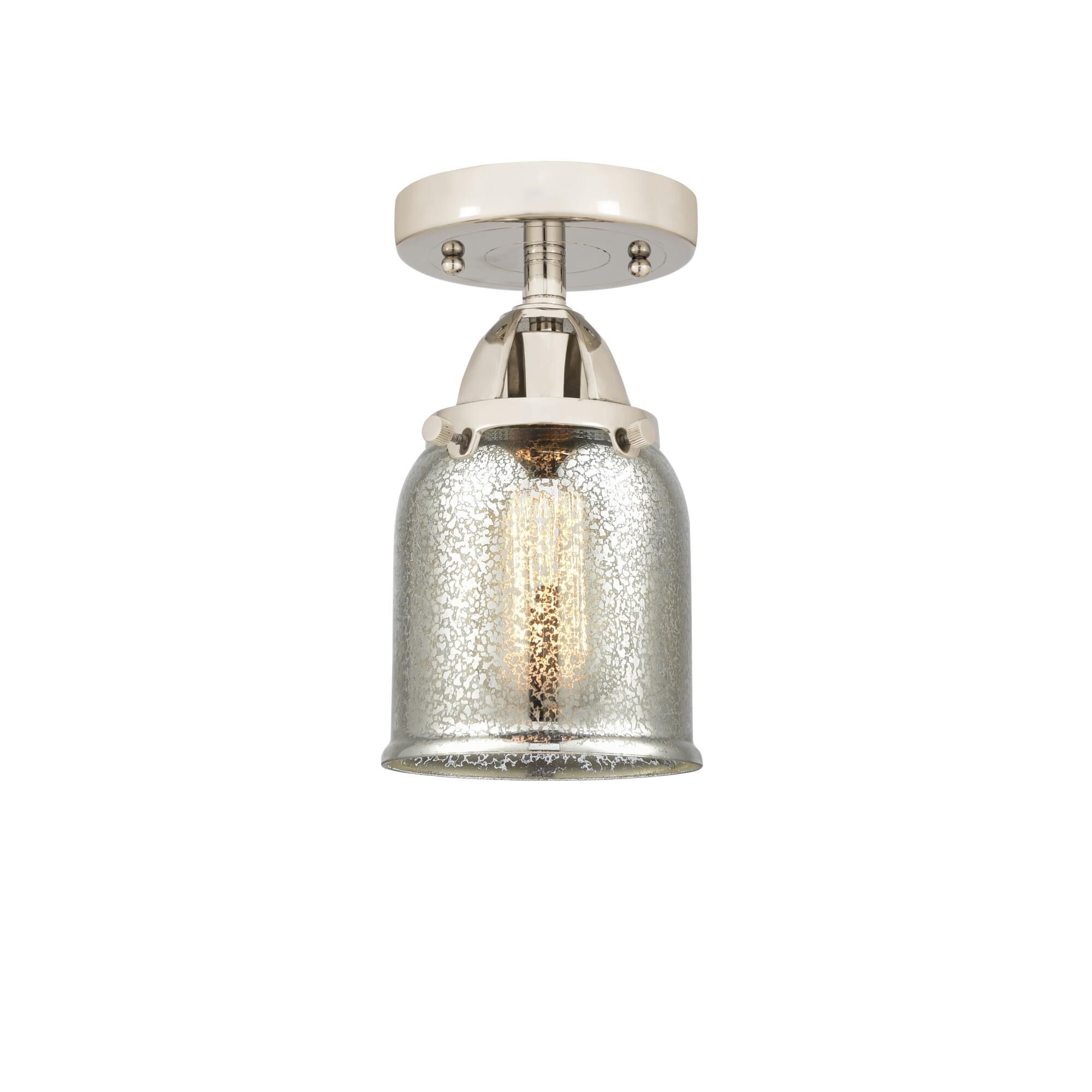 Shown in Polished Nickel finish and Silver Plated Mercury Small Bell glass and No Shade shade