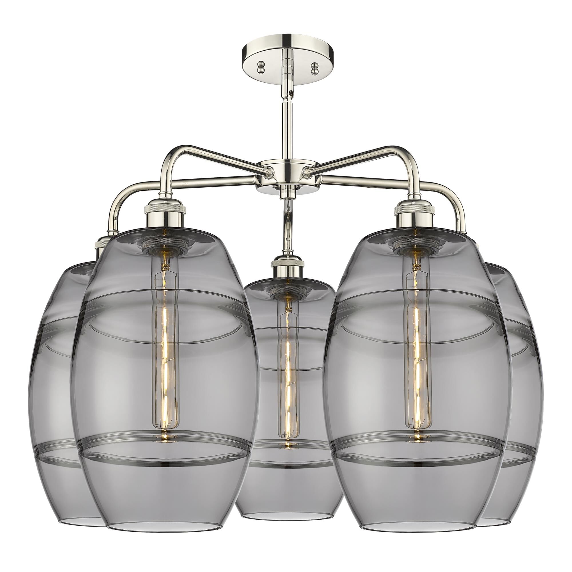 Shown in Polished Nickel finish and Light Smoke glass