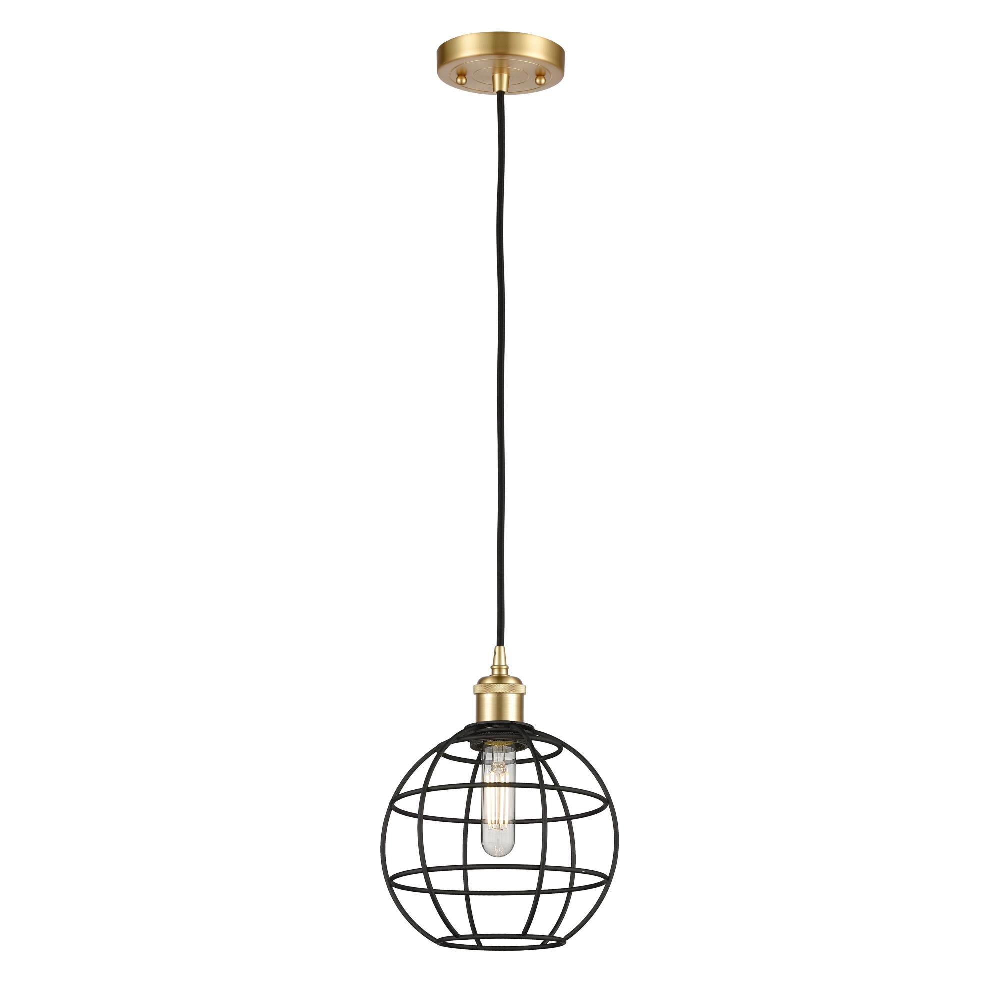 Shown in Satin Gold finish and Matte Black shade