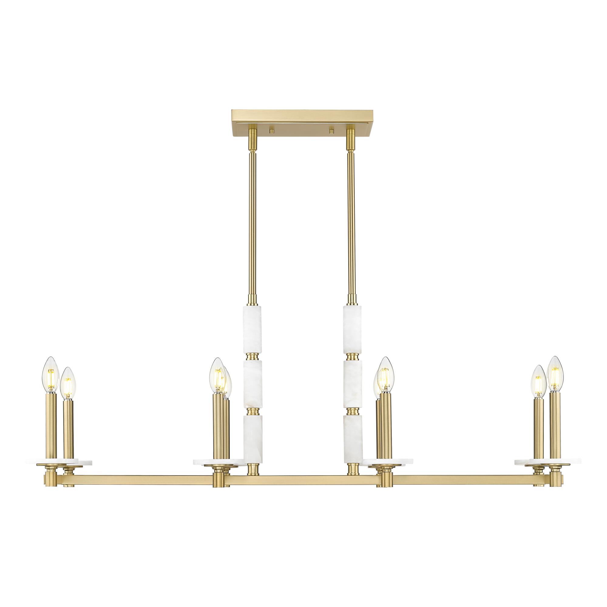 Shown in Modern Gold finish and Alabaster glass and Alabaster shade