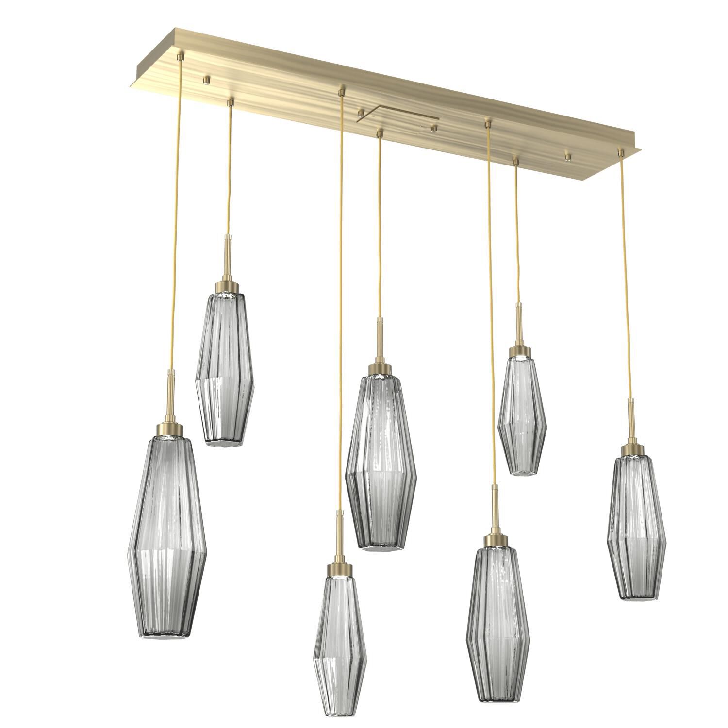 Shown in Novel Brass finish and Optic Rib Smoke glass