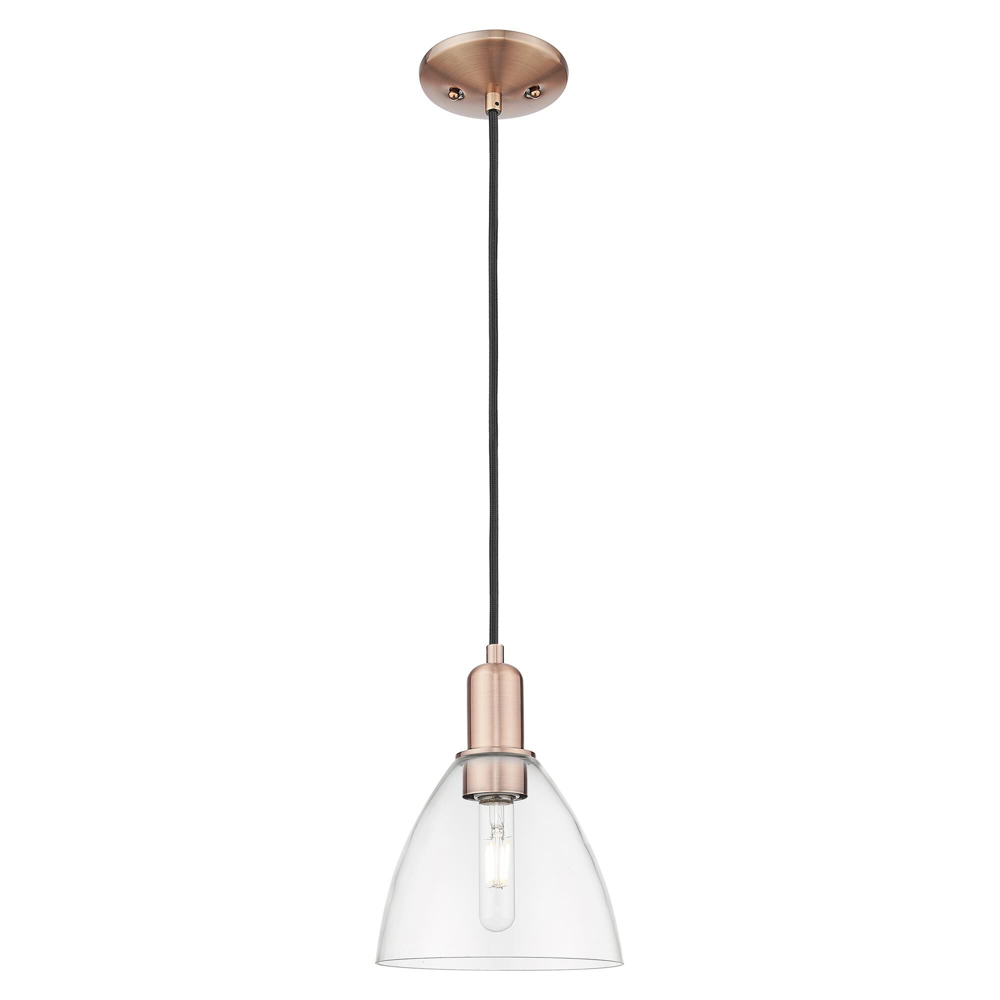 Shown in Antique Copper finish and Clear glass