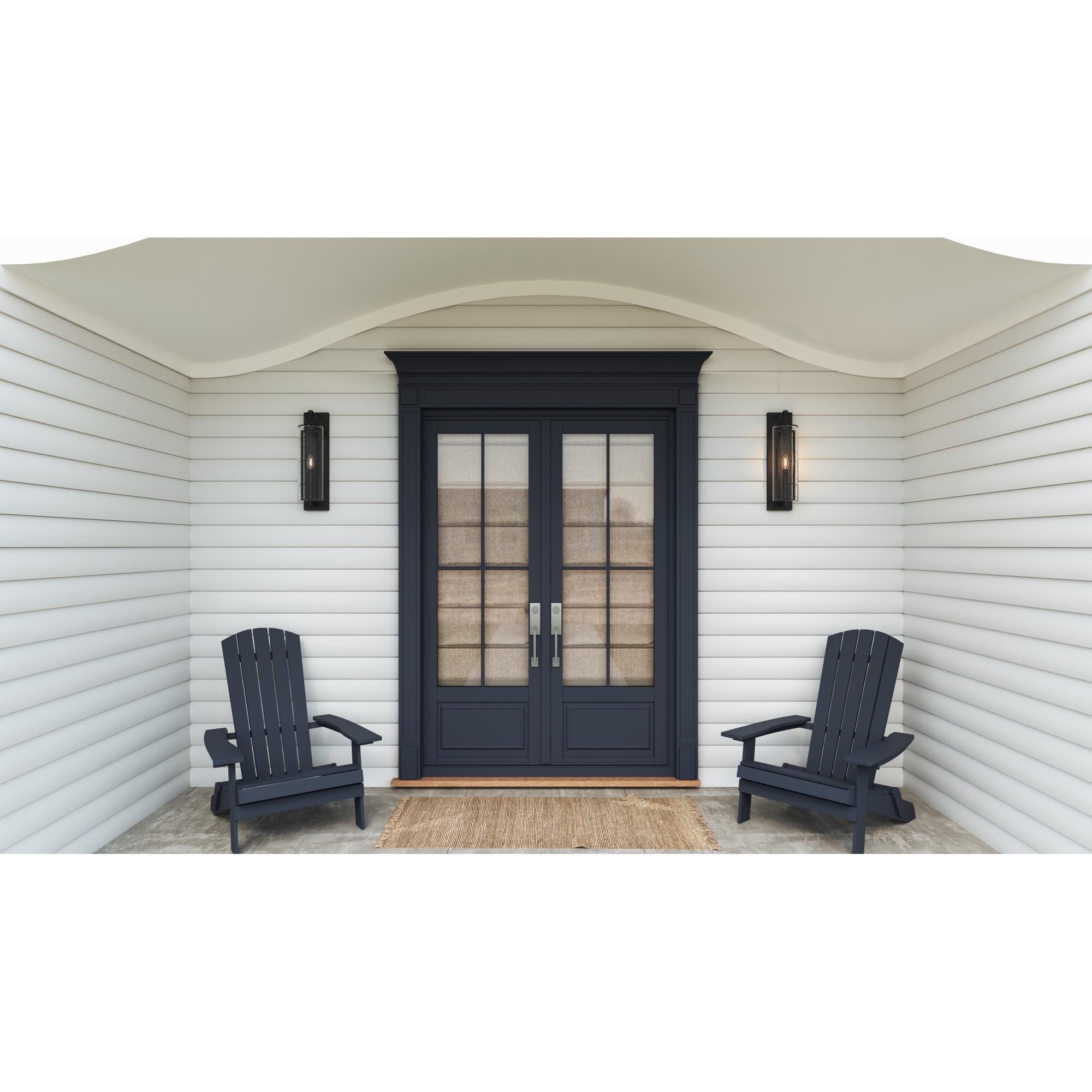 Shown in Stone Black finish and Clear Seedy glass