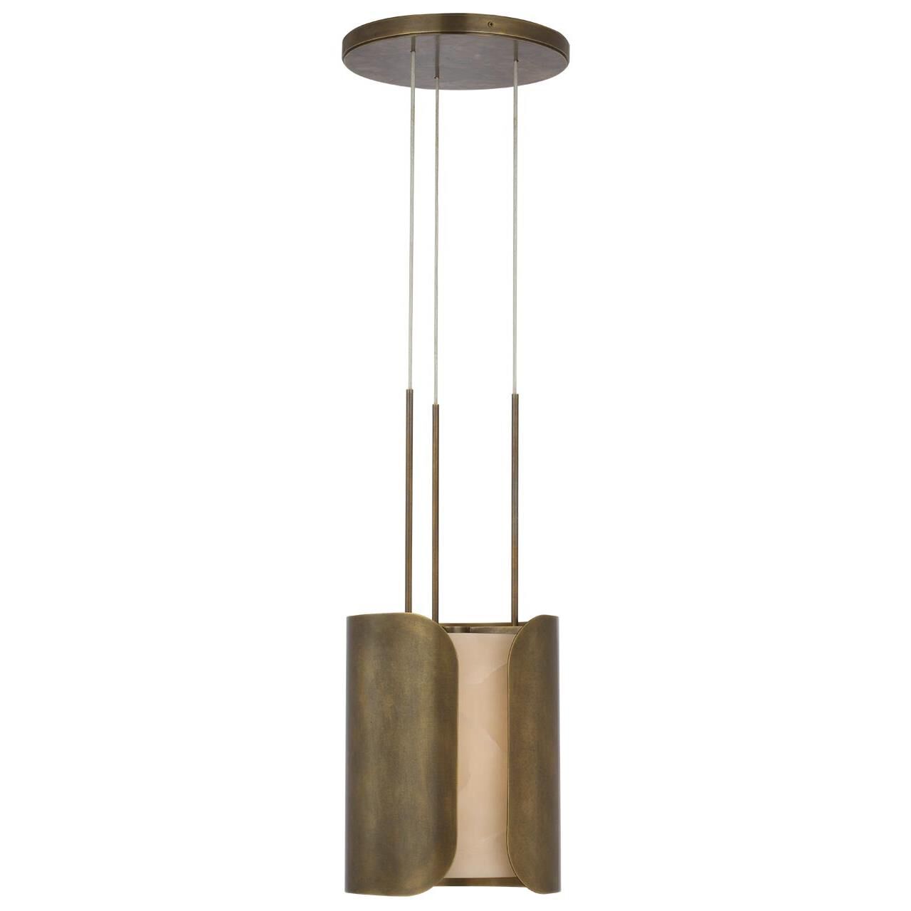 Shown in Mottled Brass finish and Alabaster shade