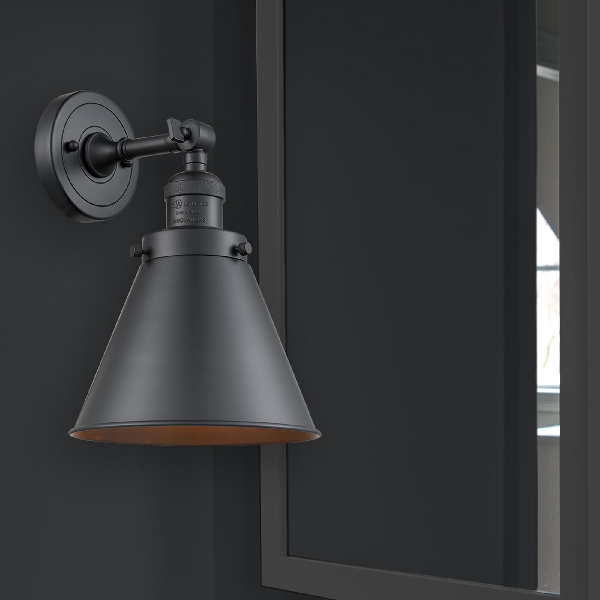 Shown in Matte Black finish and Metal - Matte Black - Cone shade