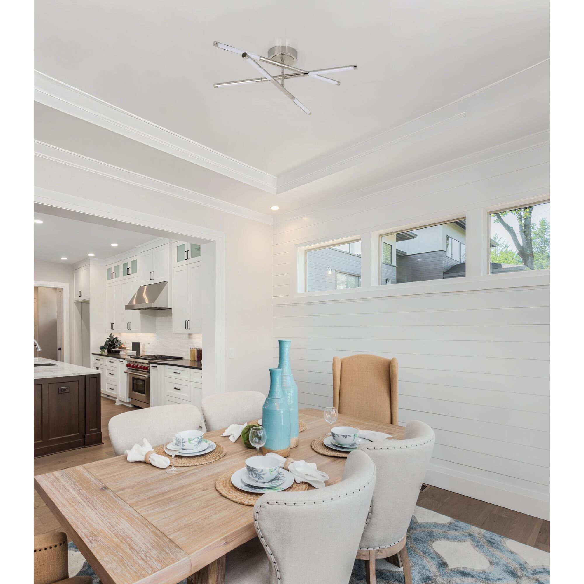 Shown in Polished Nickel finish and White glass