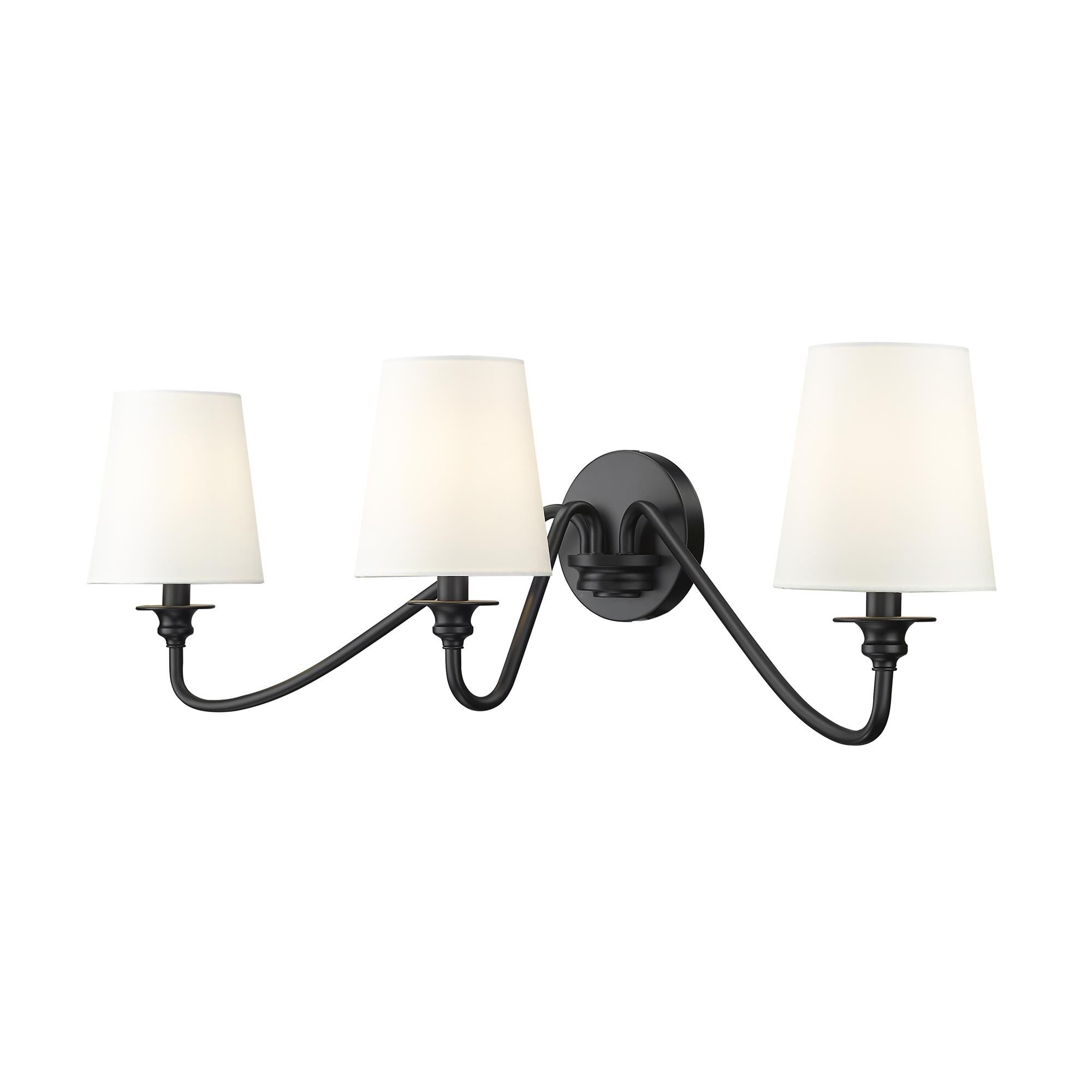 Shown in Matte Black finish and White glass and White shade