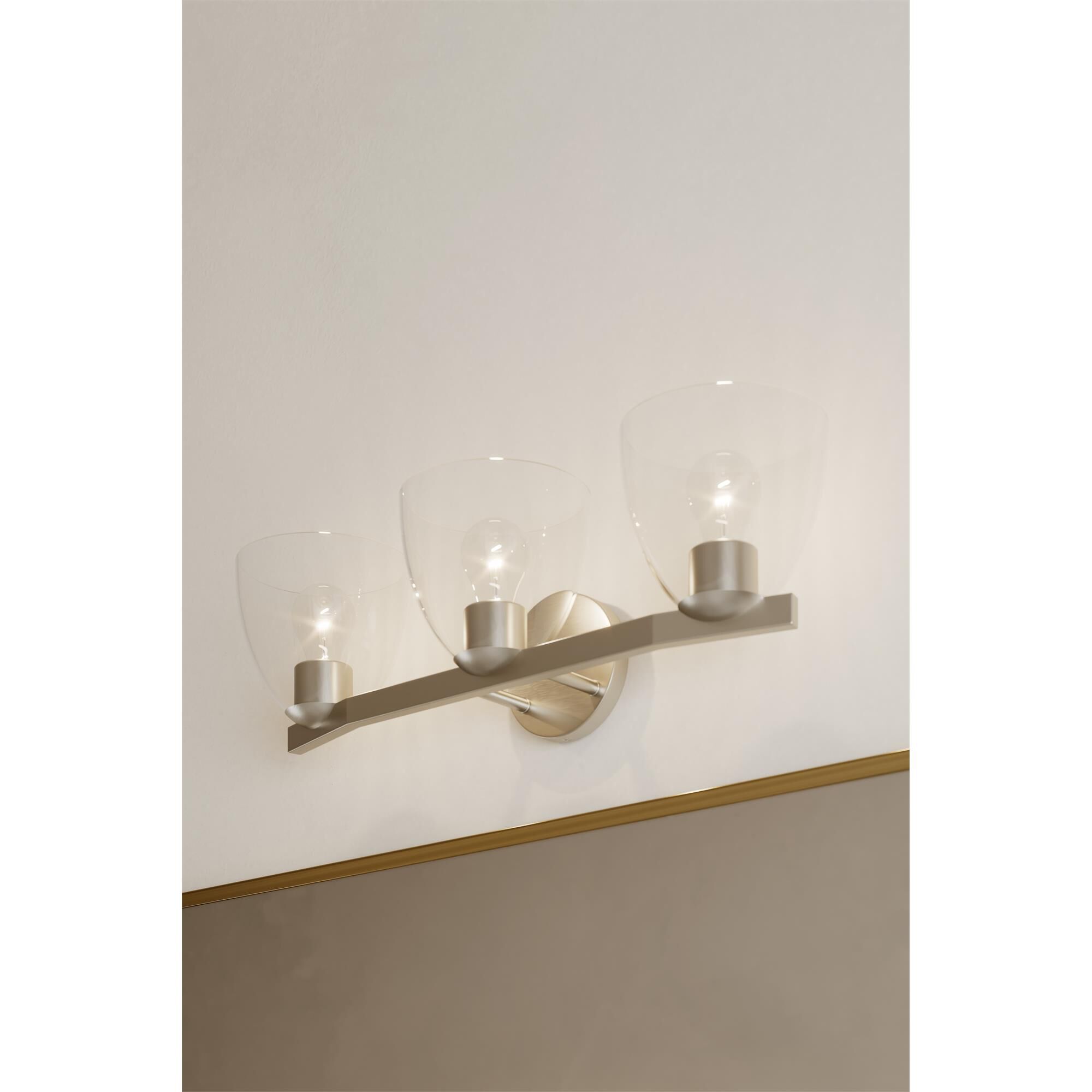 Shown in Brushed Nickel finish and Clear glass