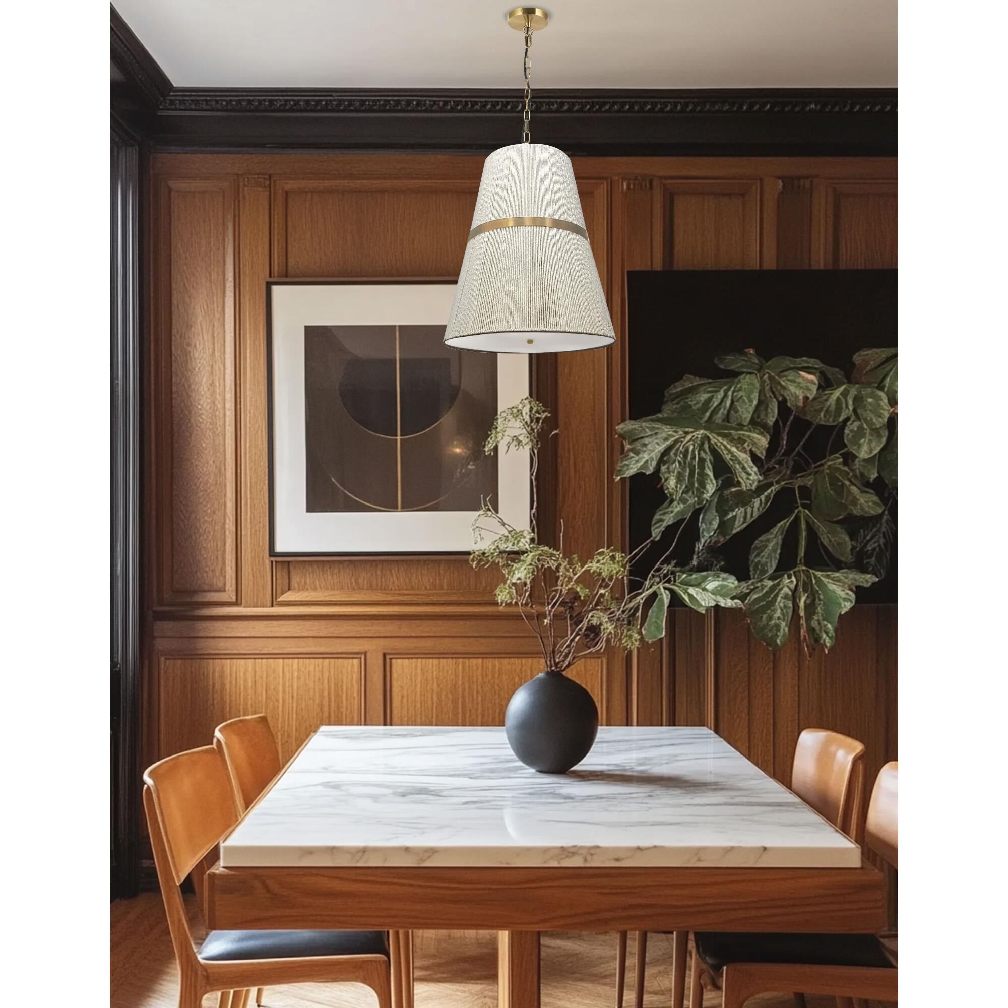 Shown in Aged Brass finish and Natural shade