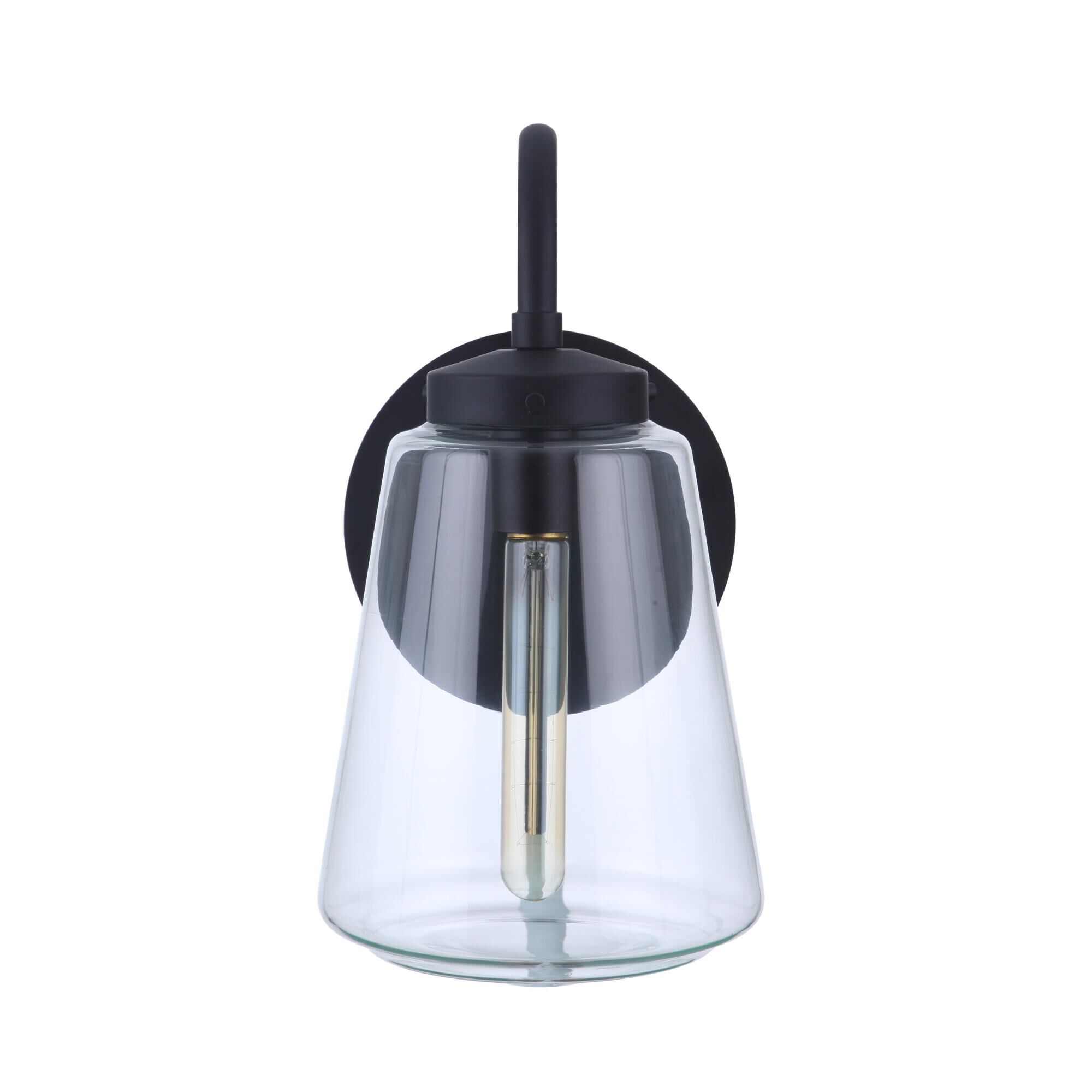 Shown in Midnight finish and Clear glass and Glass shade