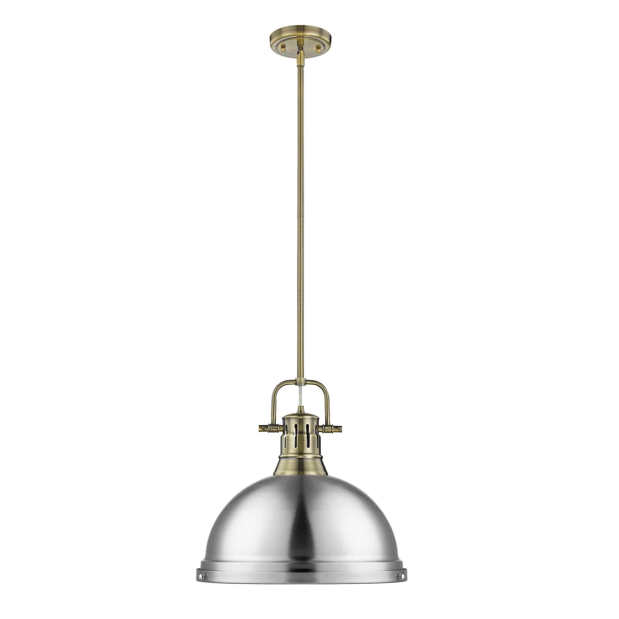 Shown in Aged Brass finish and Pewter shade