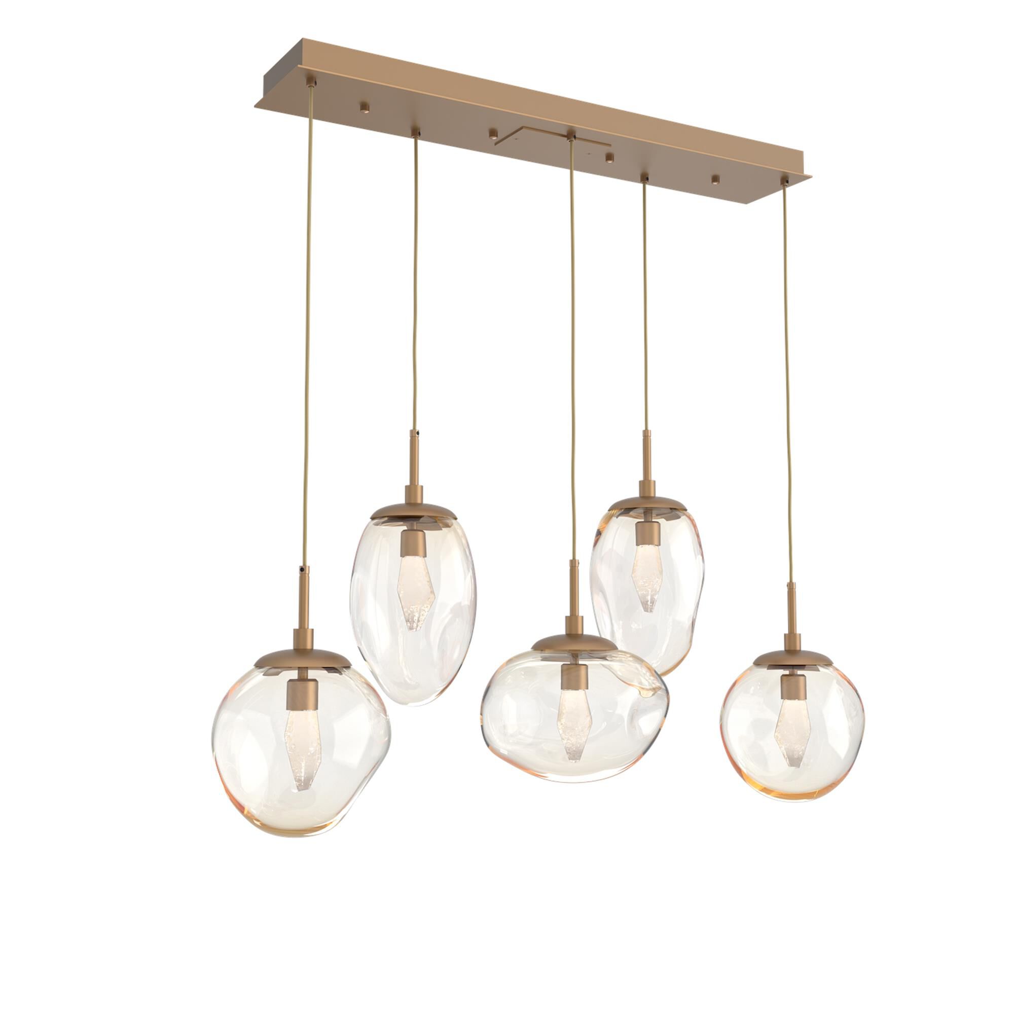 Shown in Novel Brass finish and Geo Inner And Amber Outer glass