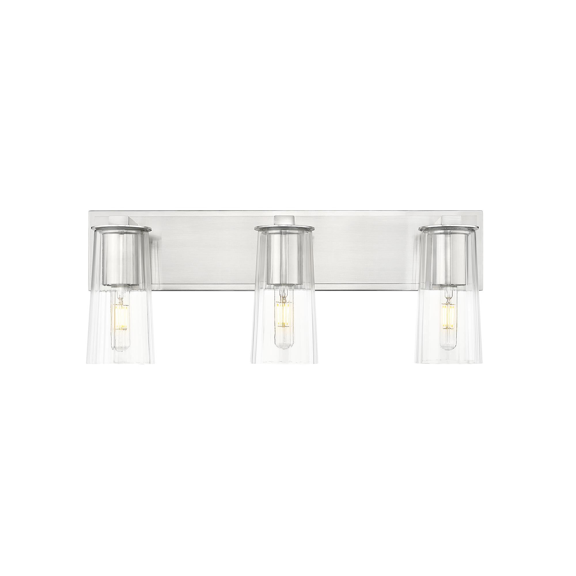 Shown in Brushed Nickel finish and Clear glass and Clear shade