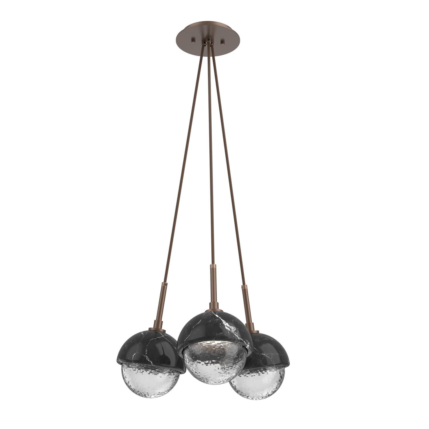 Shown in Burnished Bronze finish and Clear glass and Black Marble accent
