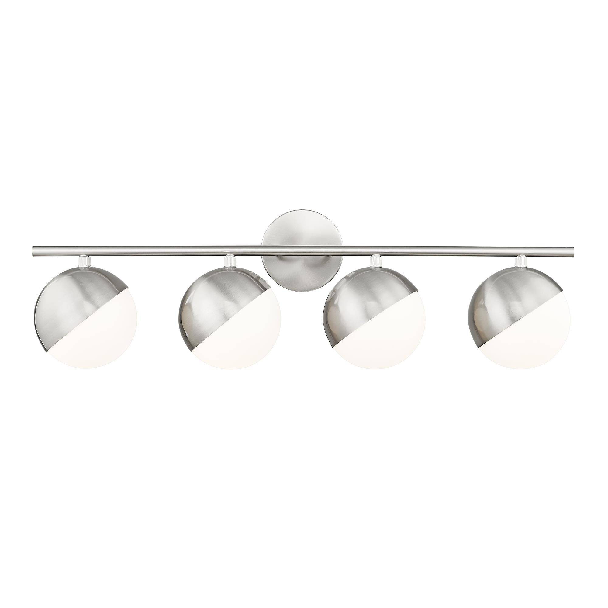 Shown in Brushed Nickel finish and Matte Opal glass and Matte Opal shade