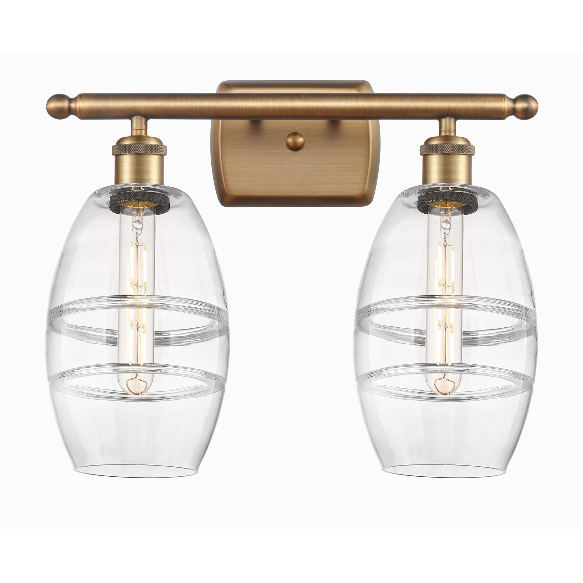 Shown in Brushed Brass finish and Clear glass