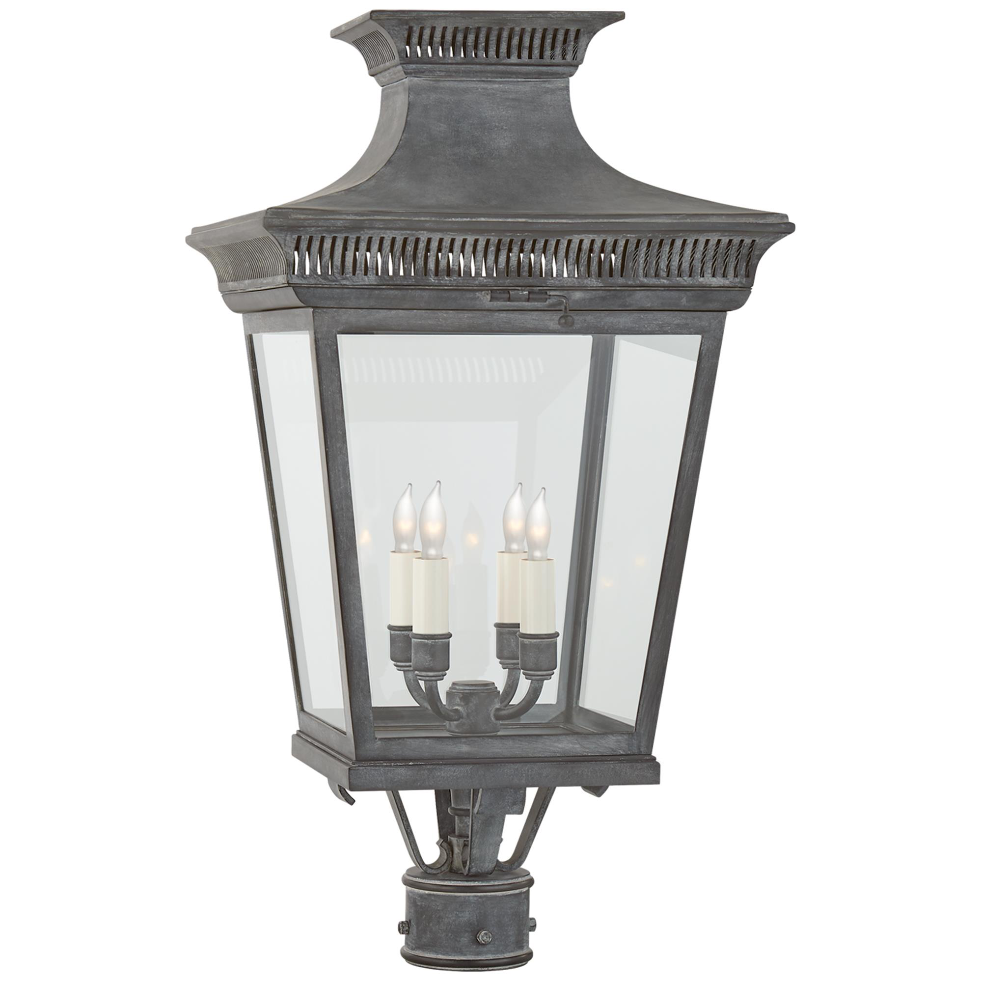 Shown in Weathered Zinc finish and Clear glass