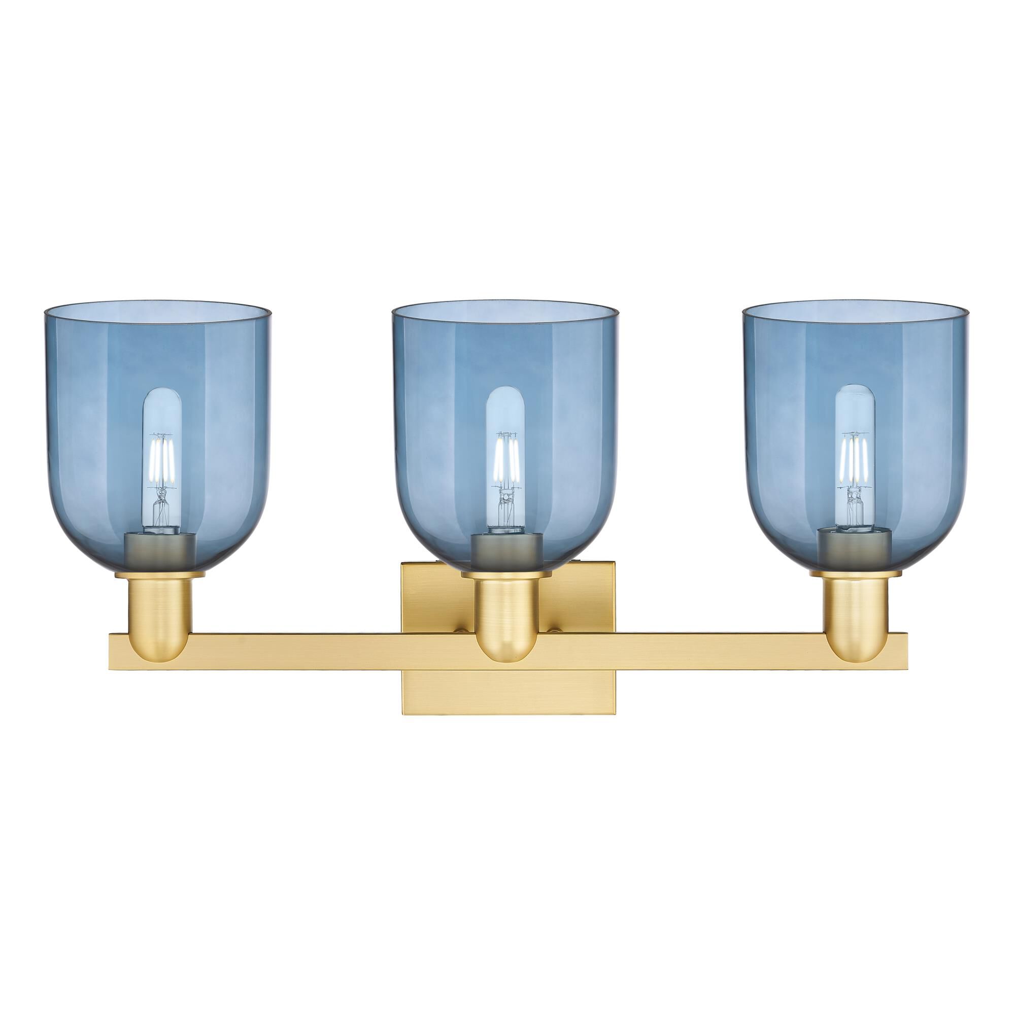 Shown in Satin Gold finish and Blue glass