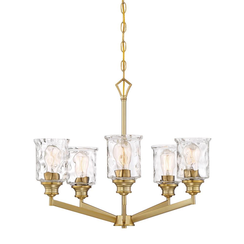 Shown in Brushed Gold finish and Clear Hammered glass and Clear Hammered  Glass shade