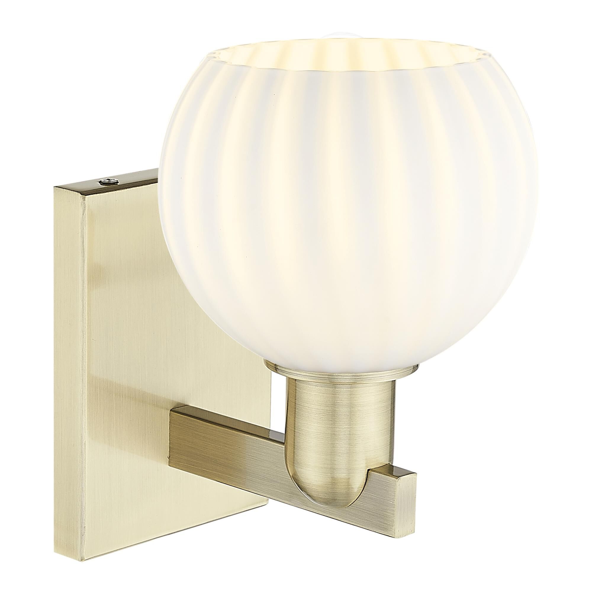 Shown in Antique Brass finish and White Venetian glass