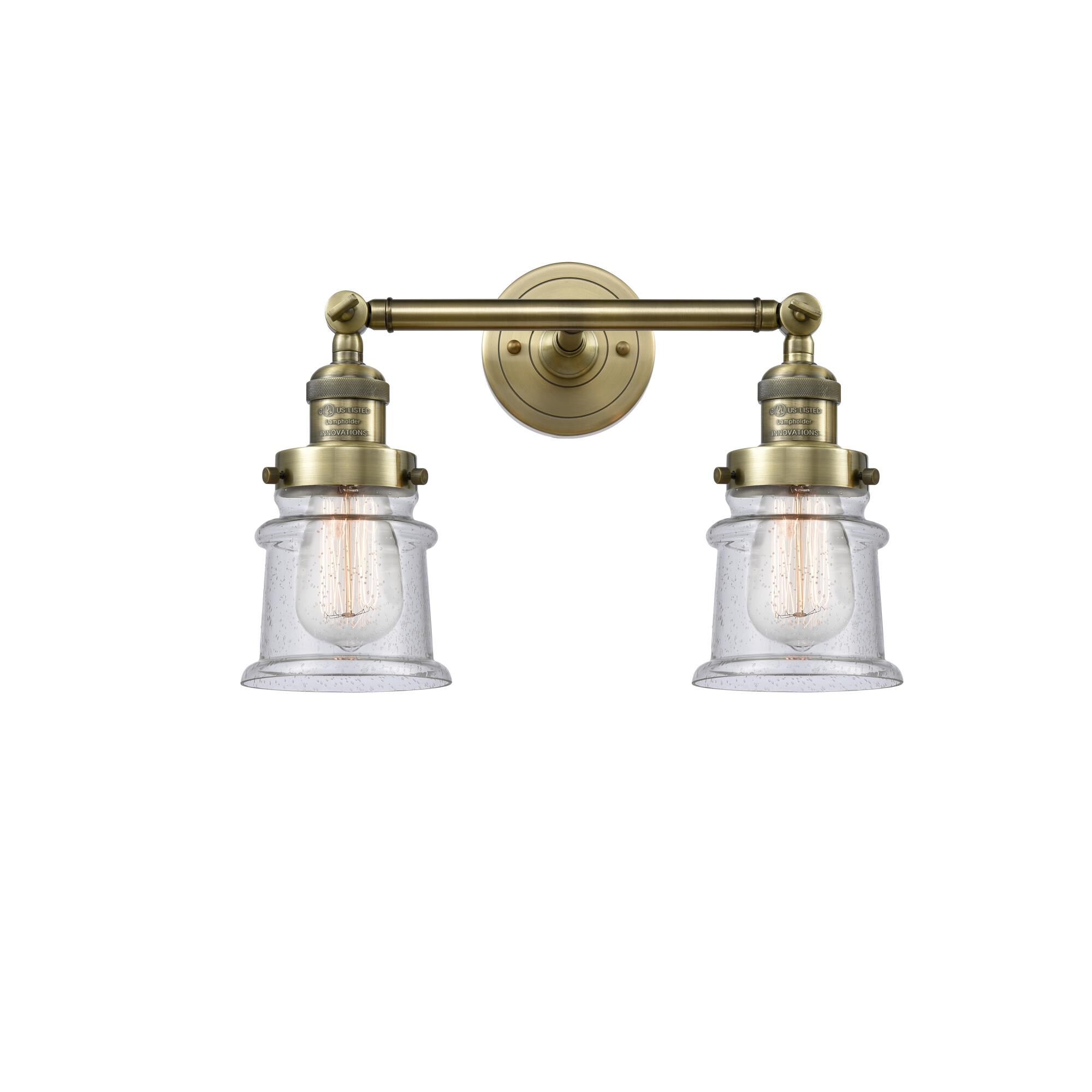 Shown in Antique Brass finish and Seedy glass