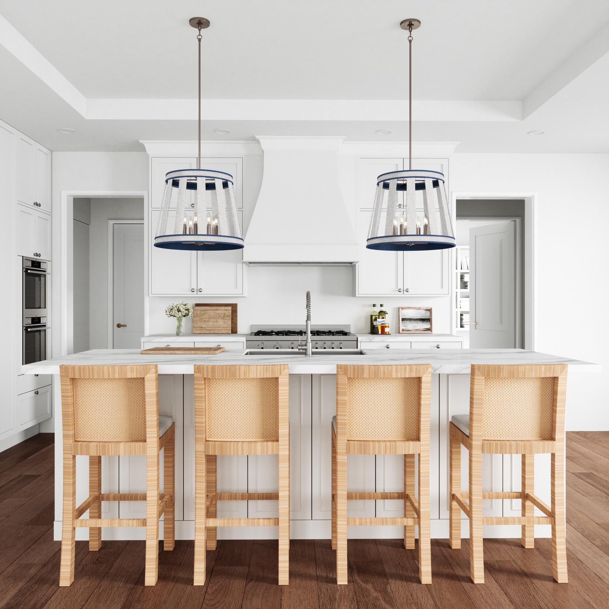 White Burlap 62 Inch Large Pendant by ELK Home