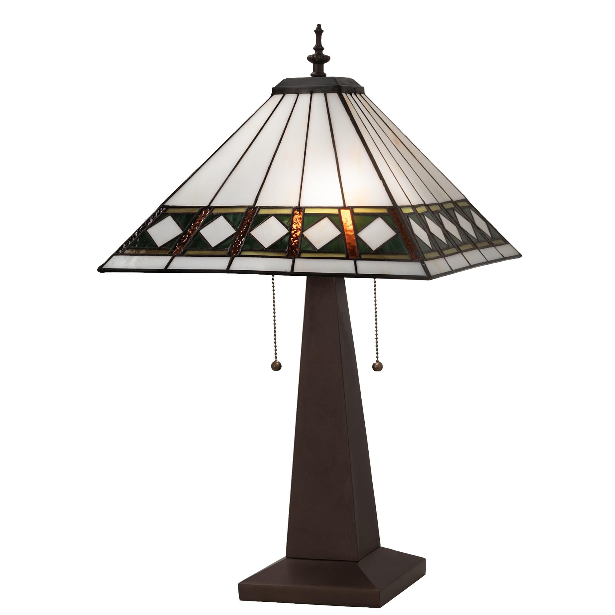 Shown in Mahogany Bronze finish and Amber /Acrylic;Green;Beige glass