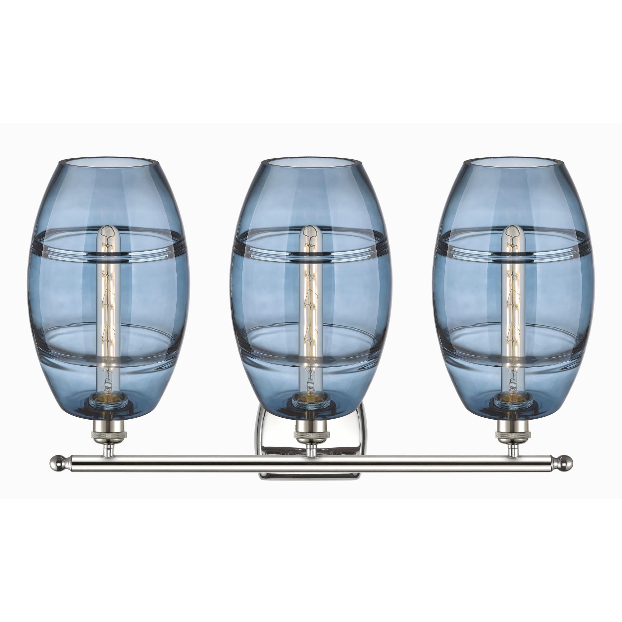 Shown in Polished Nickel finish and Princess Blue glass