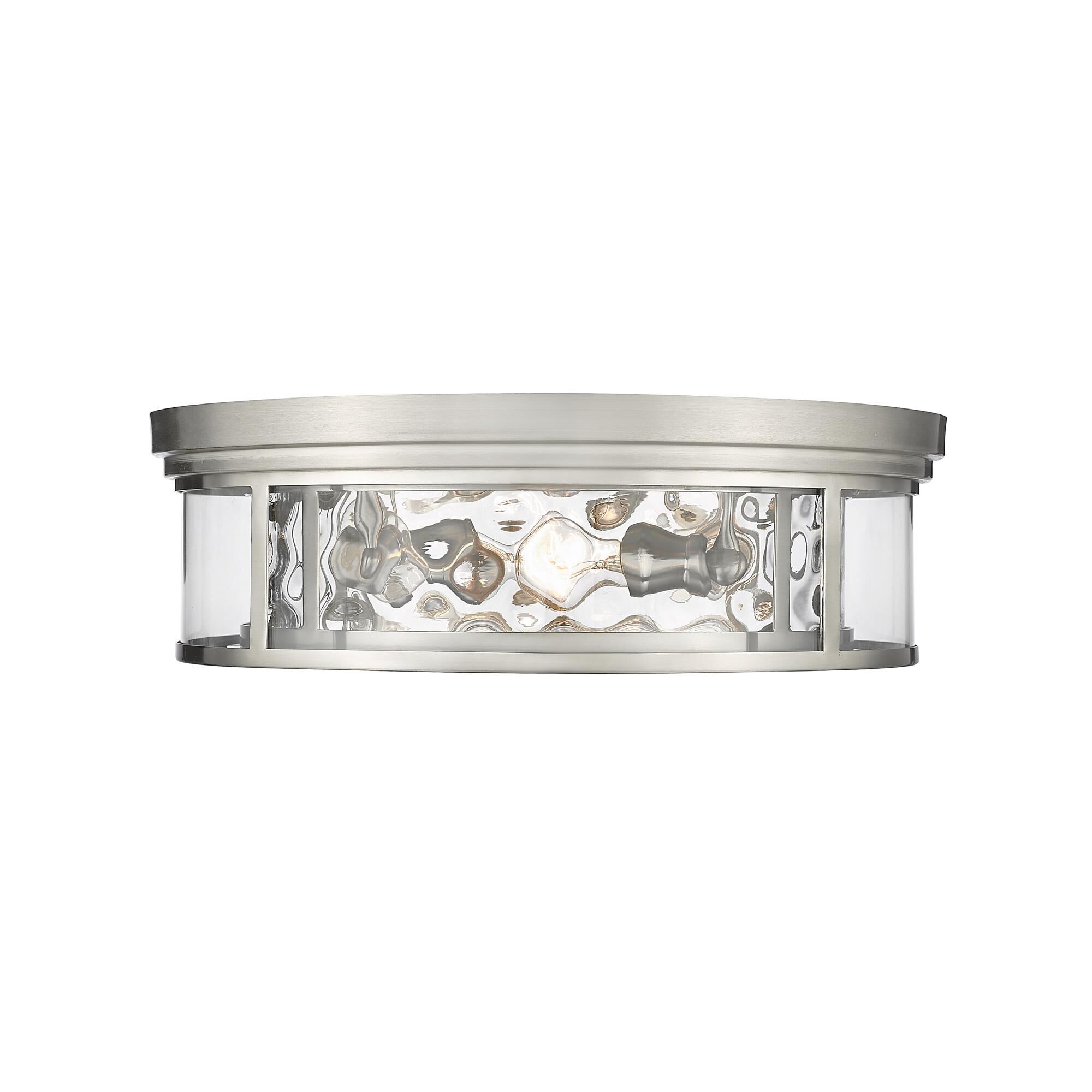 Shown in Brushed Nickel finish and Glass shade