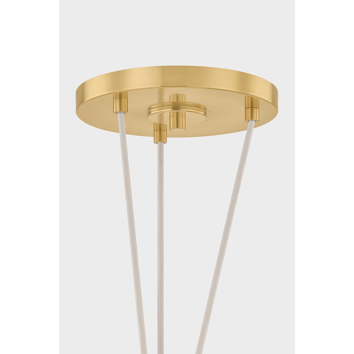 Shown in Aged Brass finish and Seeded Cloud glass