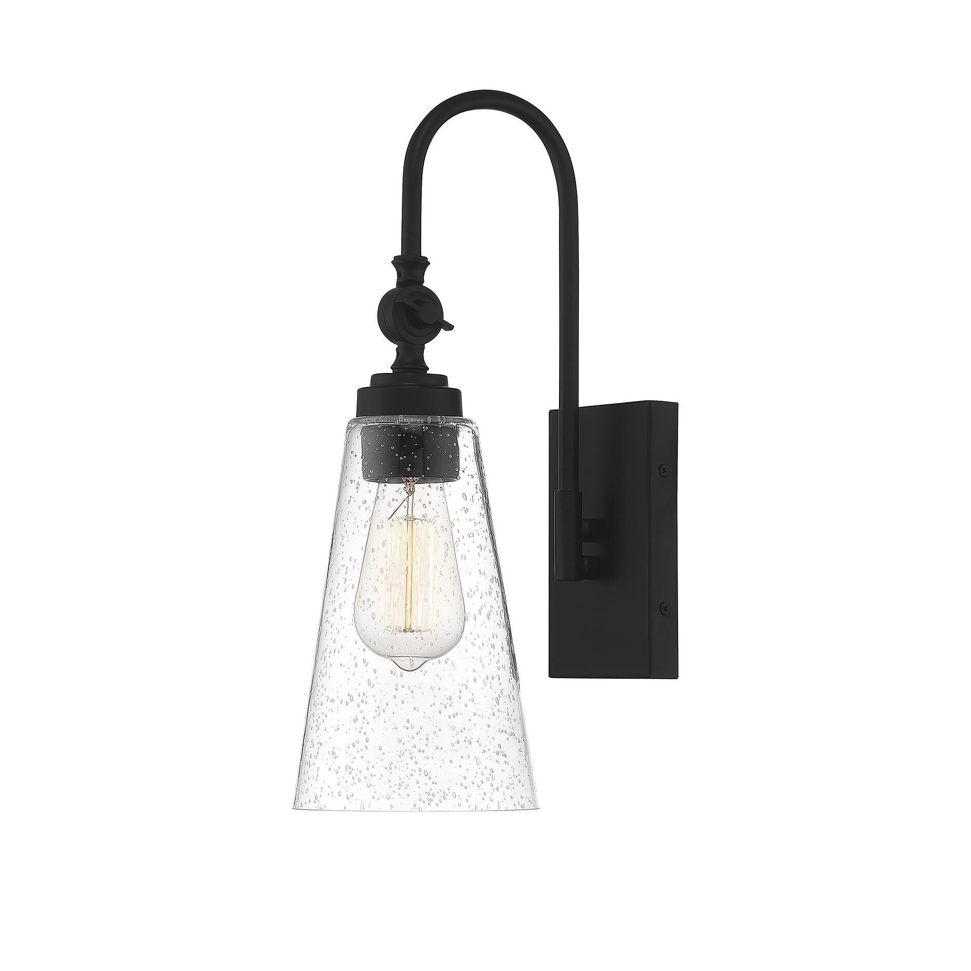 Shown in Matte Black finish and Clear Seeded glass