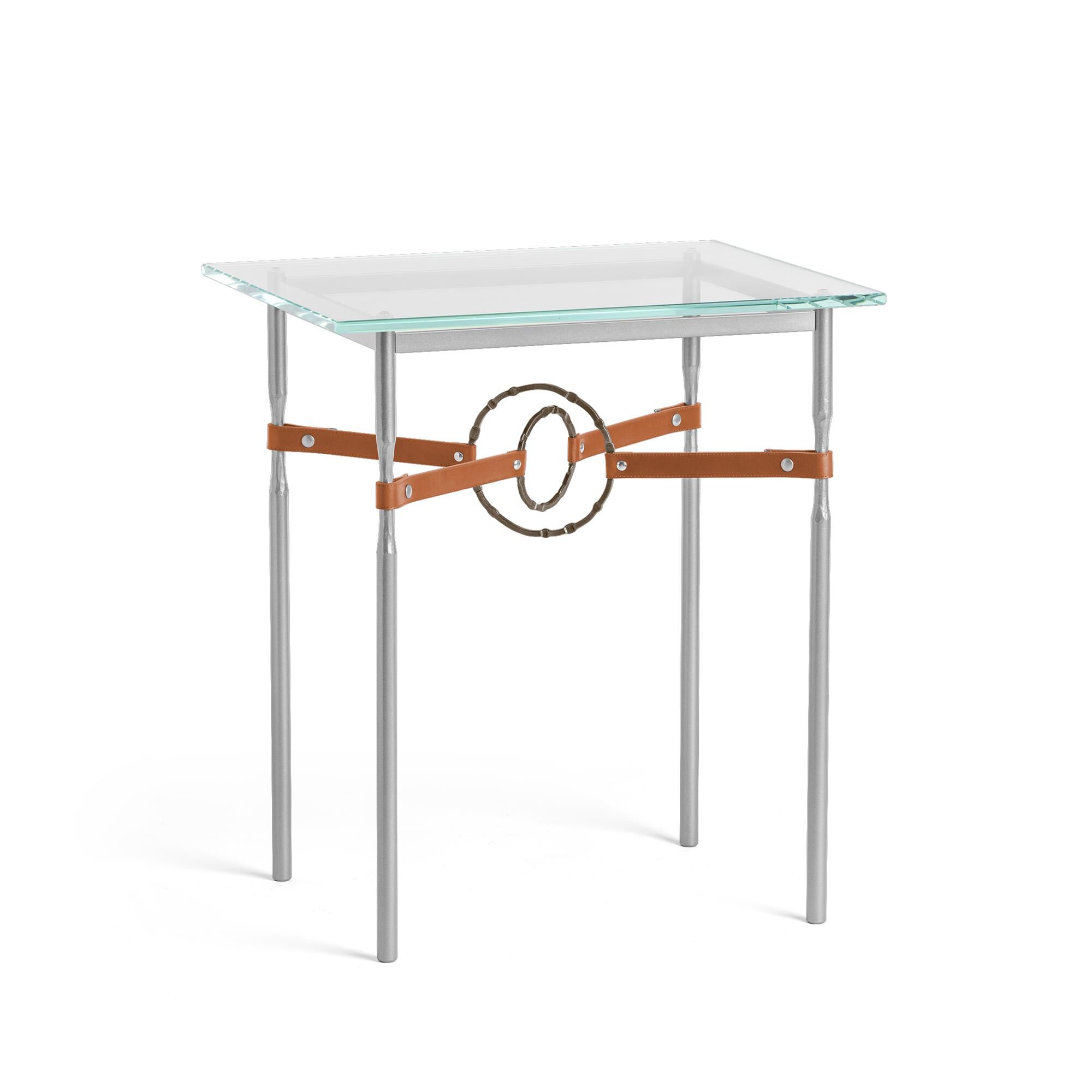 Shown in Vintage Platinum finish and Bronze with Leather Chestnut  accent