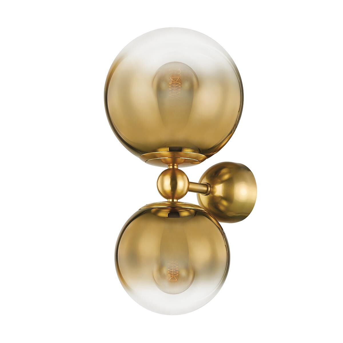 Shown in Vintage Polished Brass finish and Clear with Plated Ombre glass